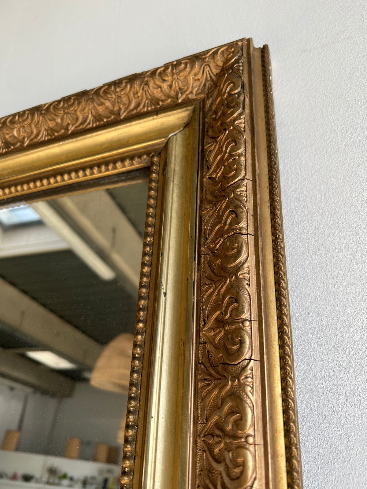 Grand miroir doré à frise H2m10 L:73cm