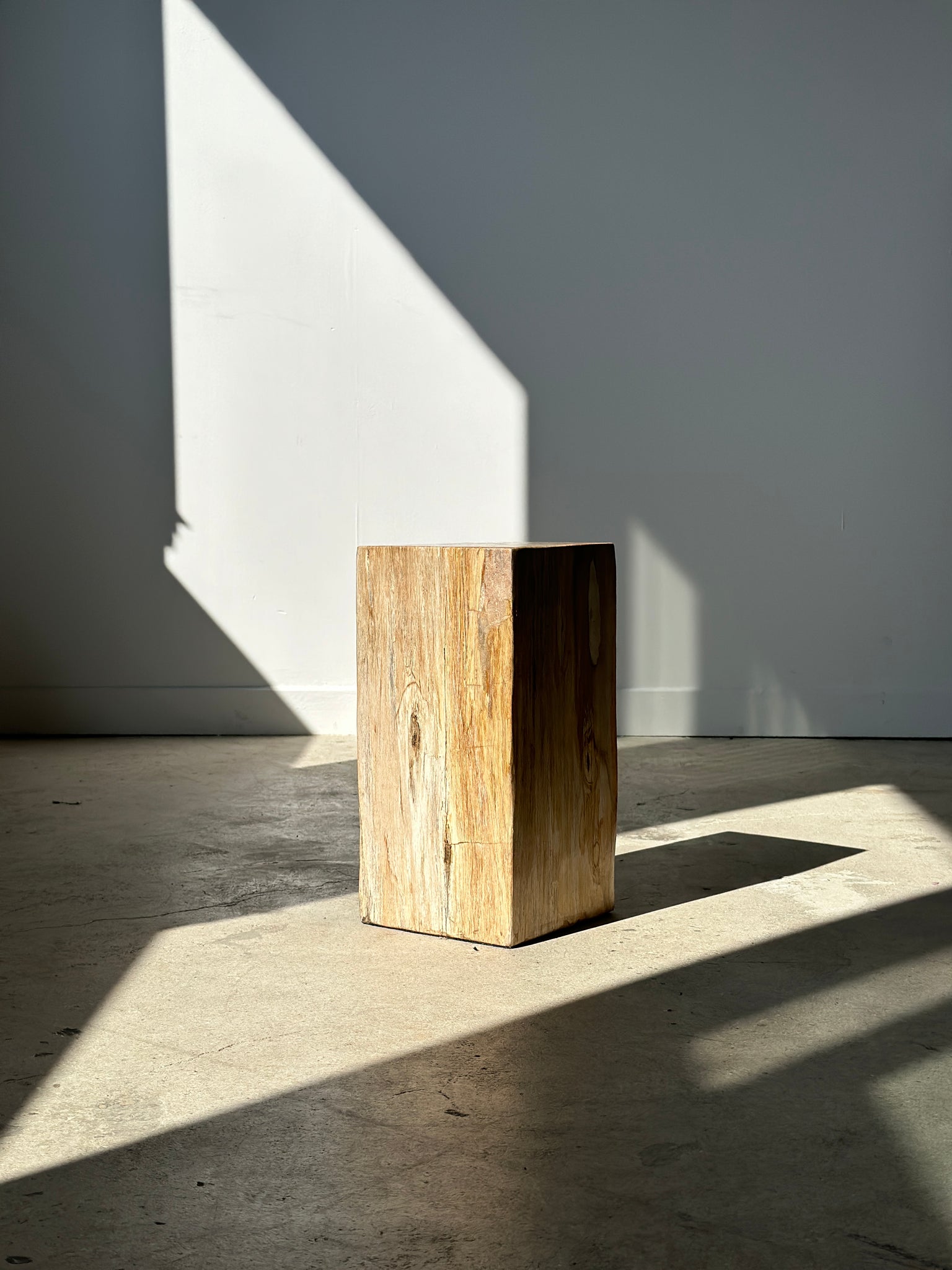 Table d'appoint en bois pétrifié rectangulaire blanc
