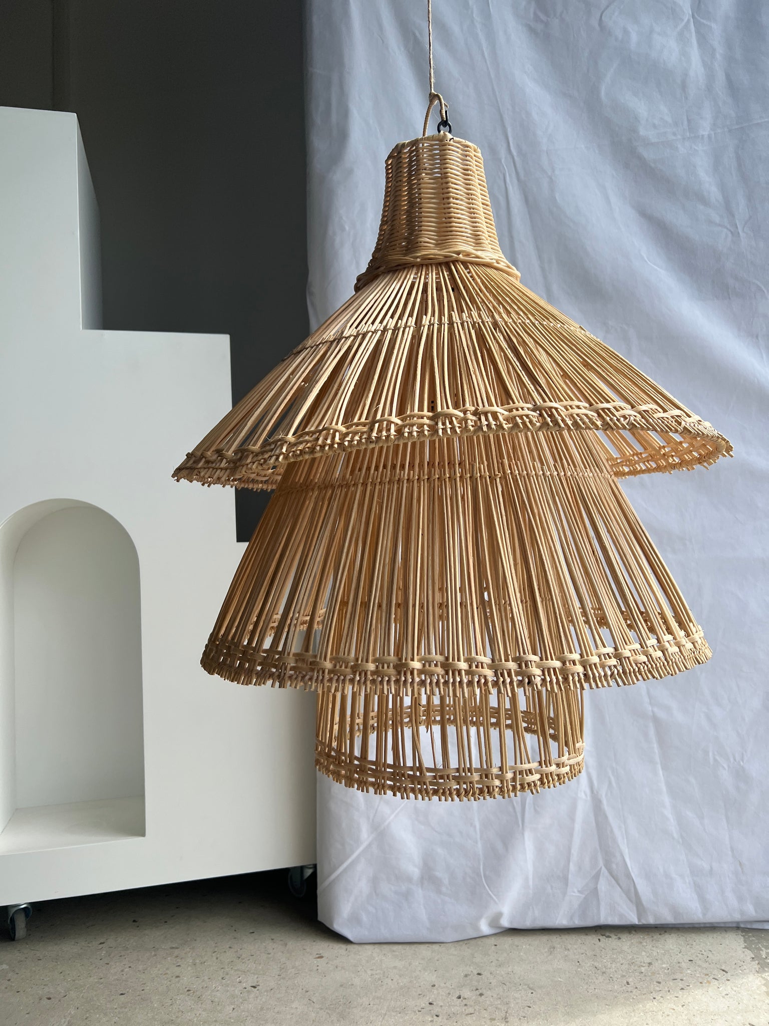 Suspension ou luminaire en rotin en forme de lanterne asiatique H:70 D:70