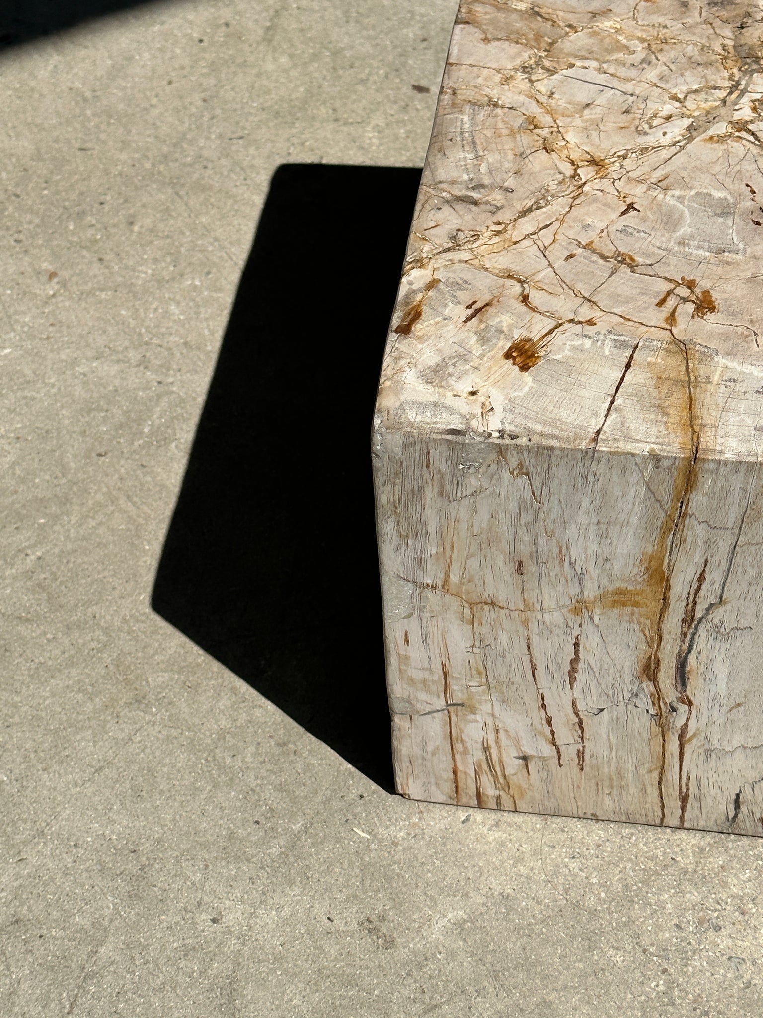 Table d'appoint en bois pétrifié blanc H:25 L:37