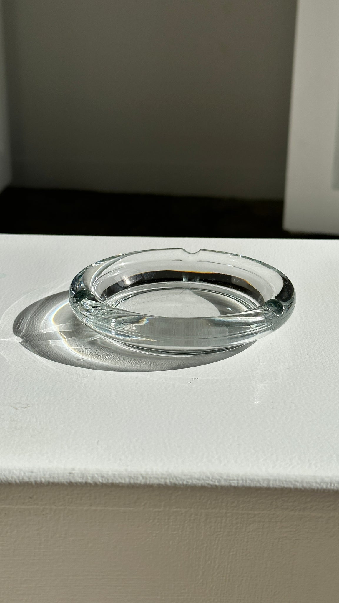 Cendrier vintage transparent en verre italien D:12cm H:2,5cm