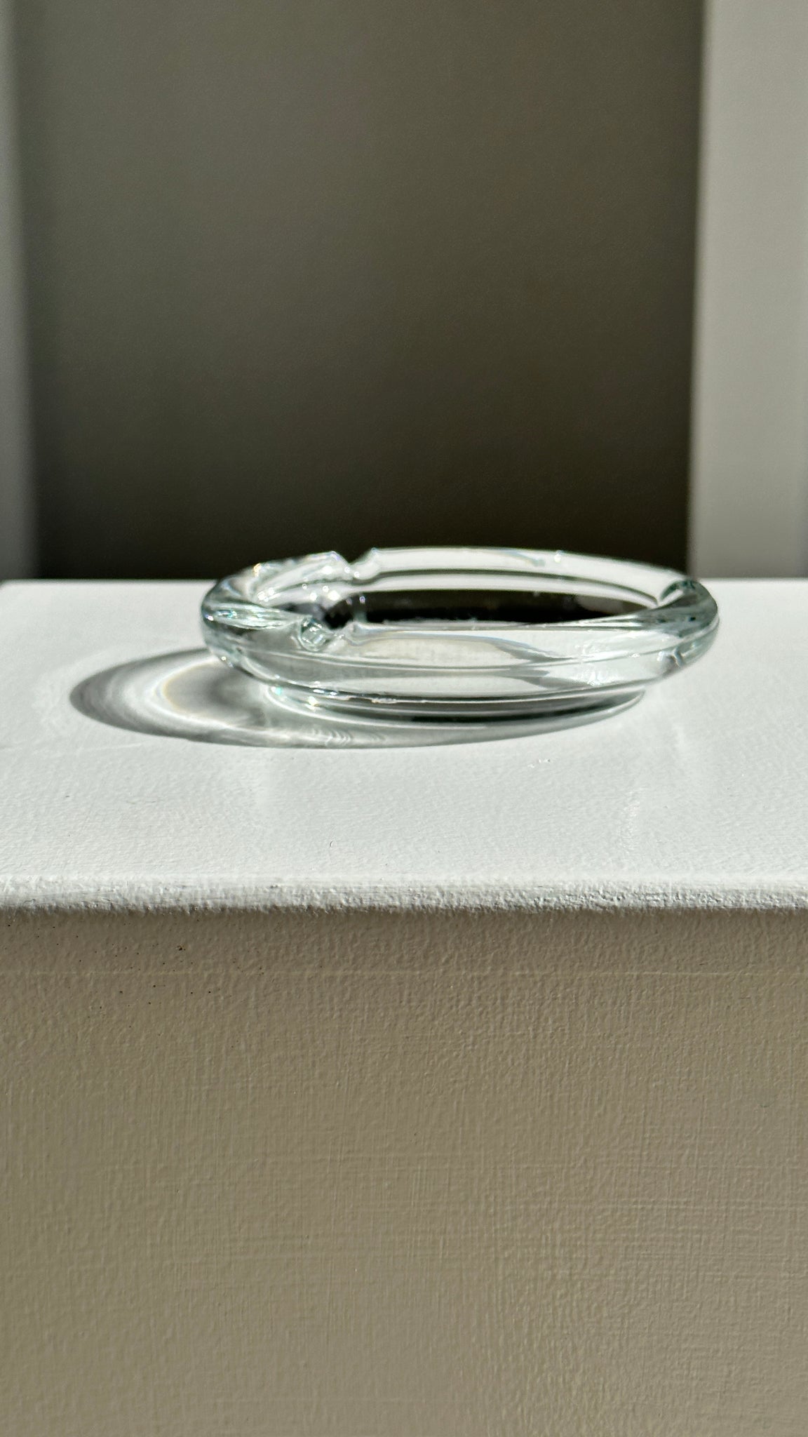 Cendrier vintage transparent en verre italien D:12cm H:2,5cm