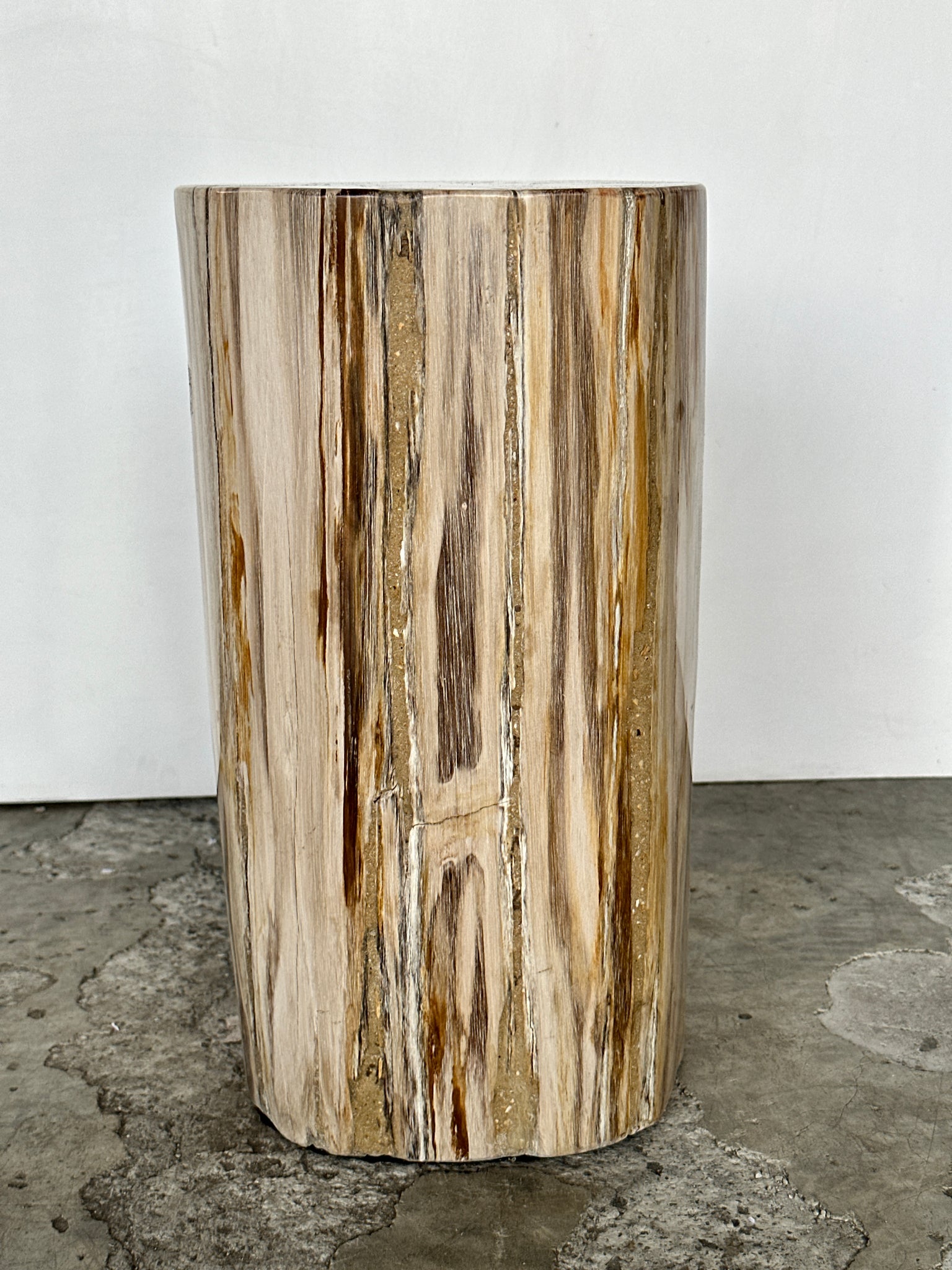 Table d'appoint en bois pétrifié blanche cœur noir(réseau) H:40 D:20-2
