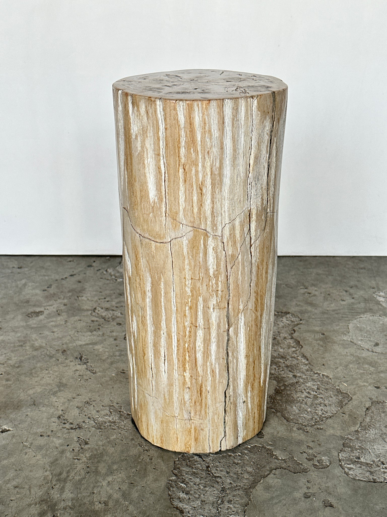 Table d'appoint en bois pétrifié blanche H:45 D:20