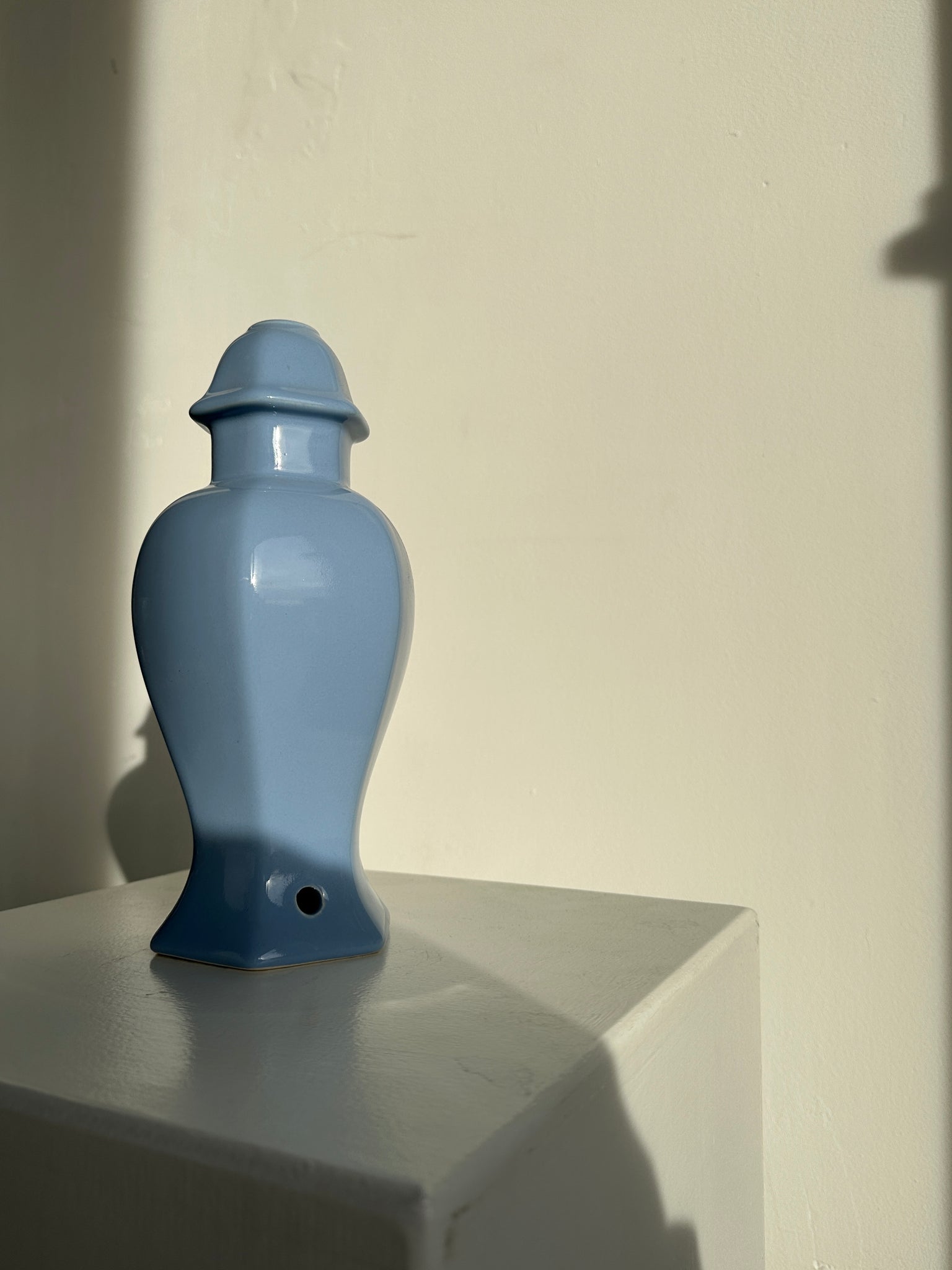Pied de lampe en céramique violet bleu clair H:25cm