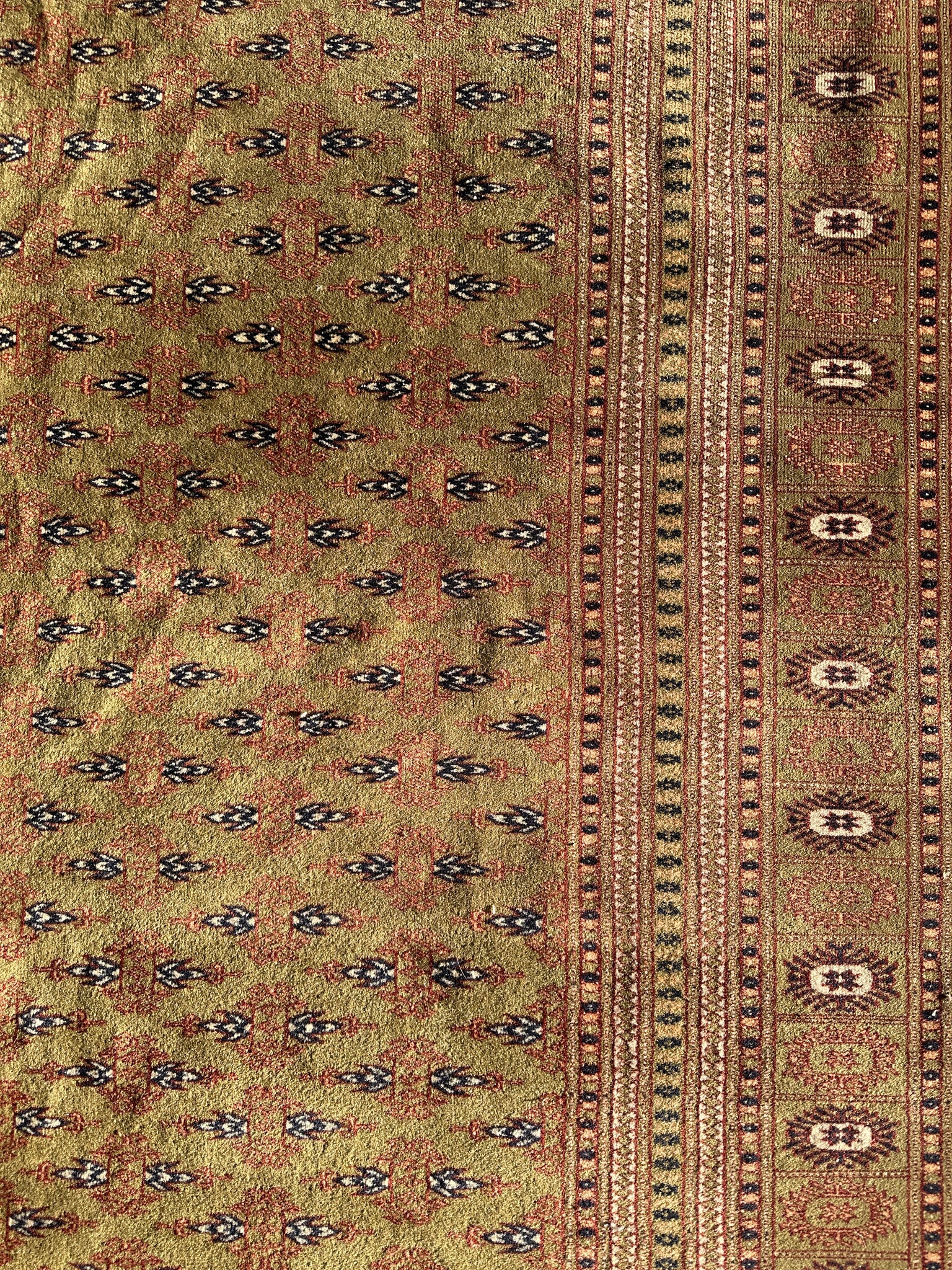 Grand tapis laine fond vert 225x300cm