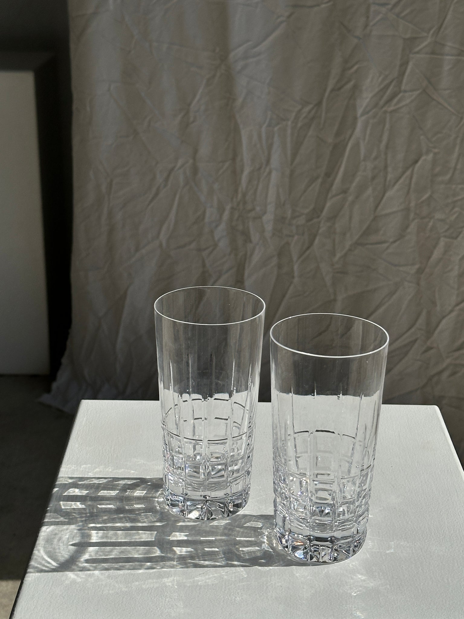 Duo de verre en verre motif géométrique quadrillé
