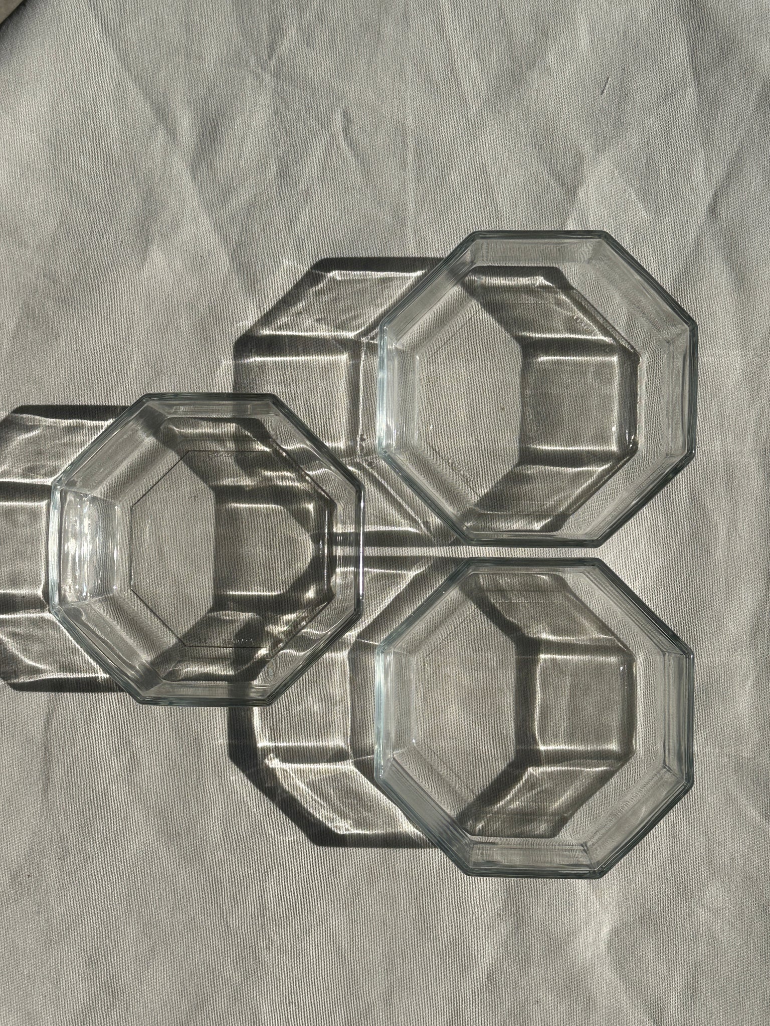 3 coupelles octogonales en verre