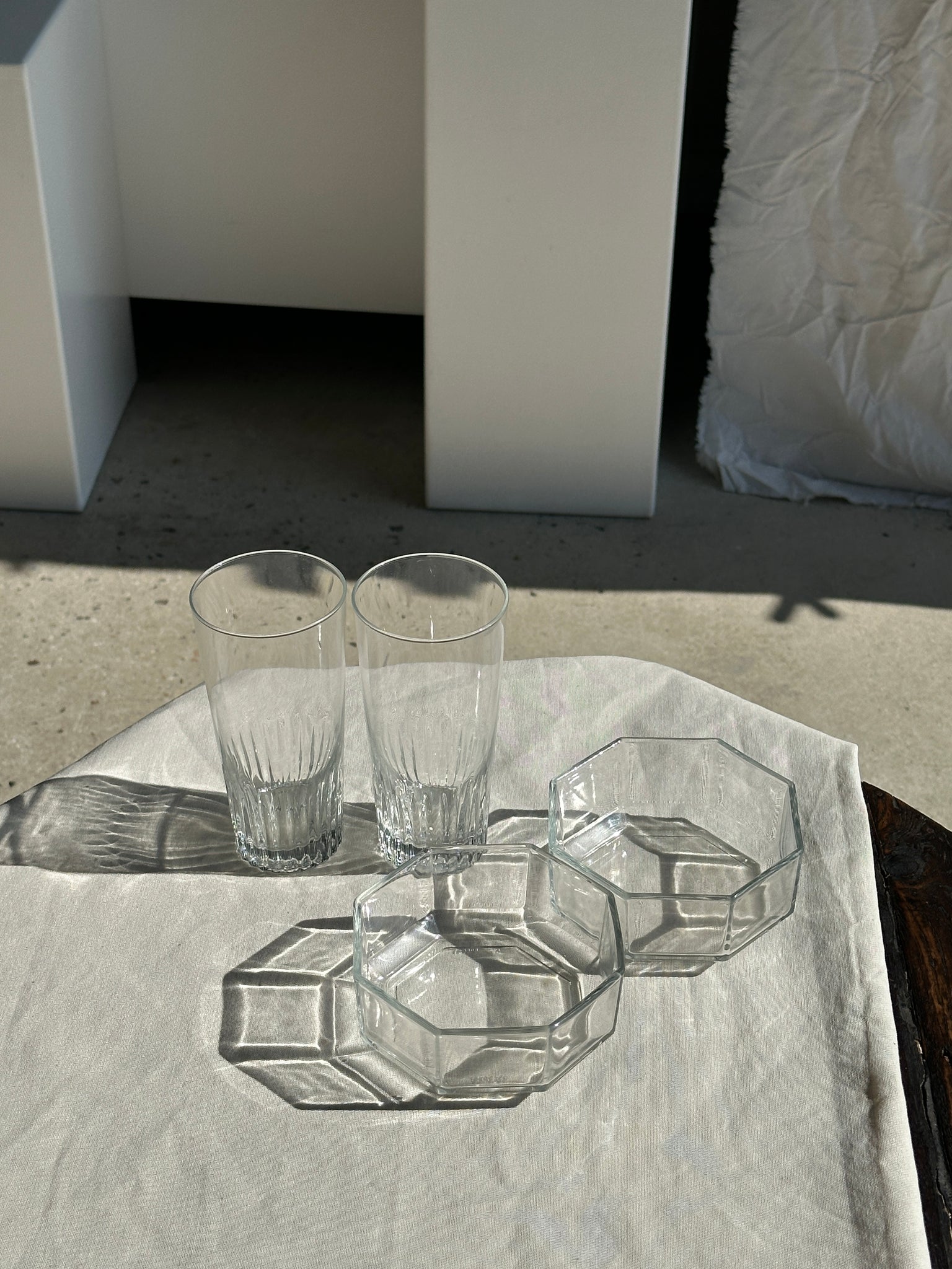 3 coupelles octogonales en verre