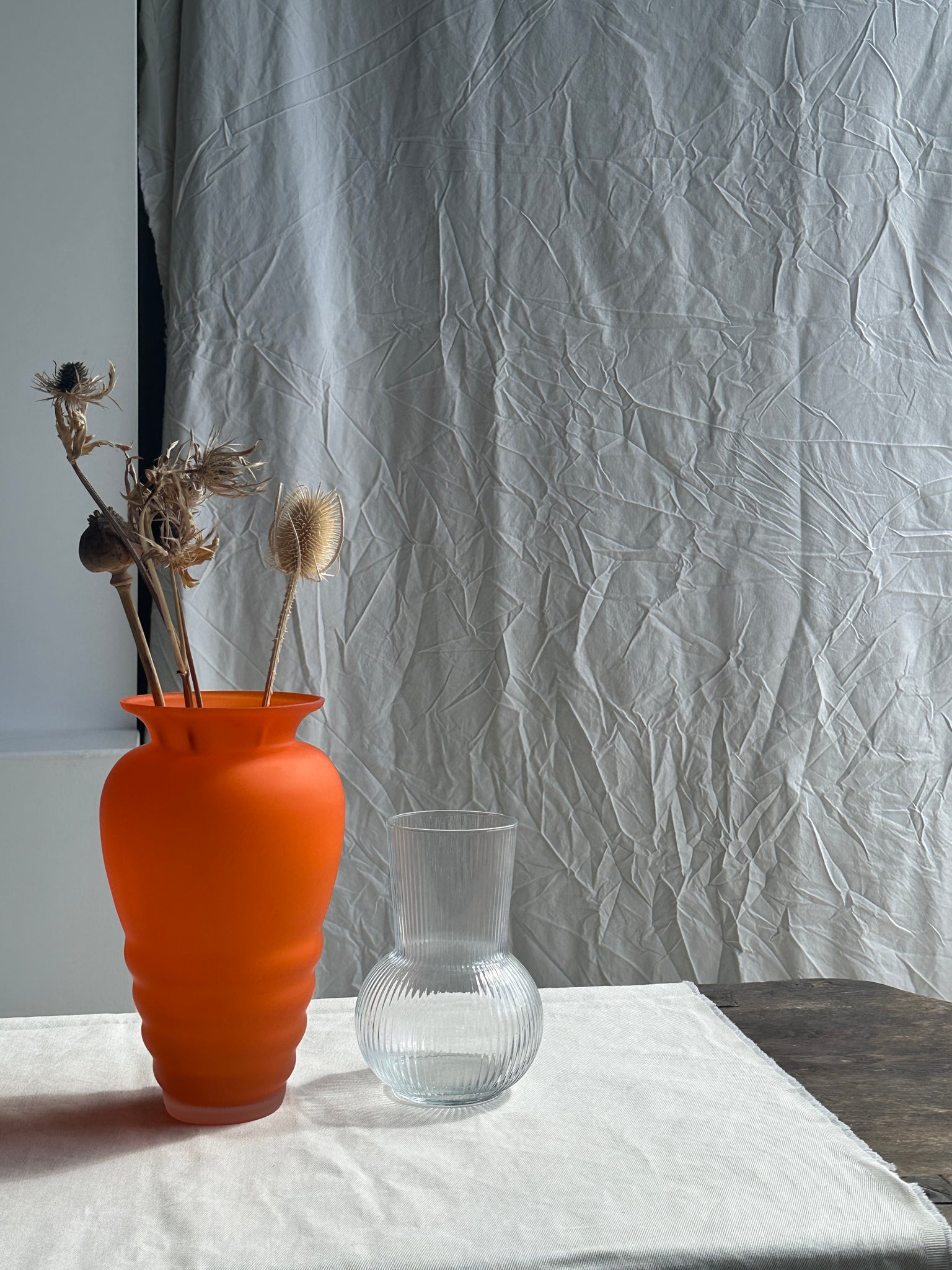 Vase orange vintage en verre