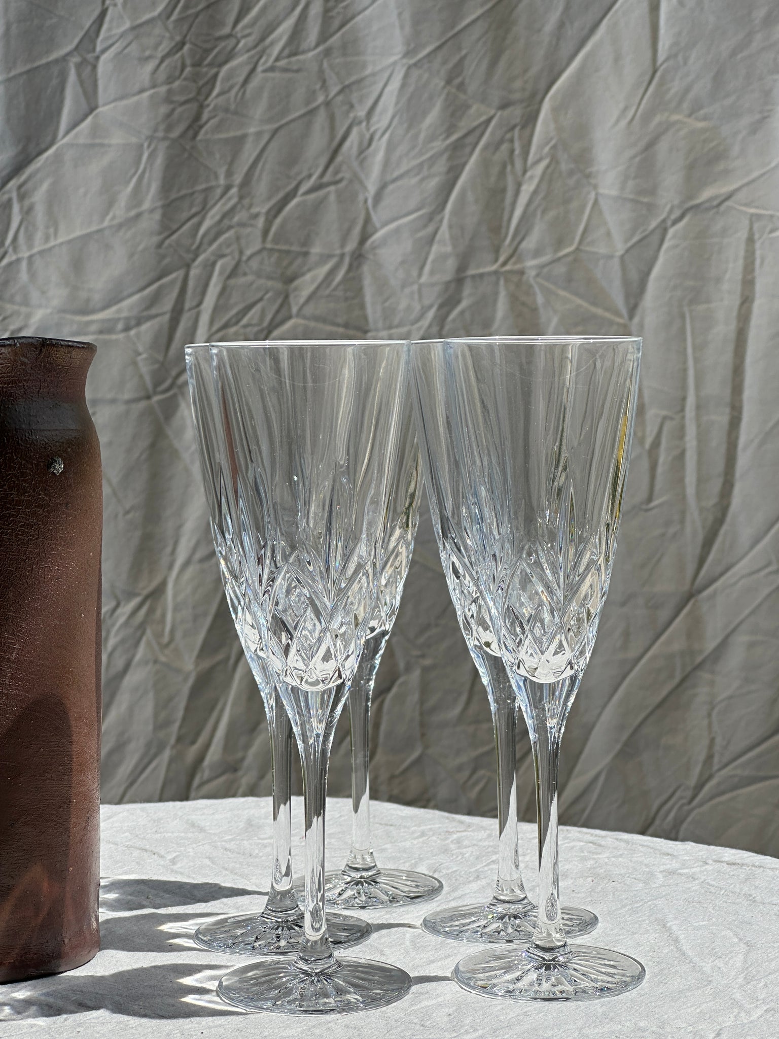 Lot de 5 grandes flûtes à champagne en cristal marque RL
