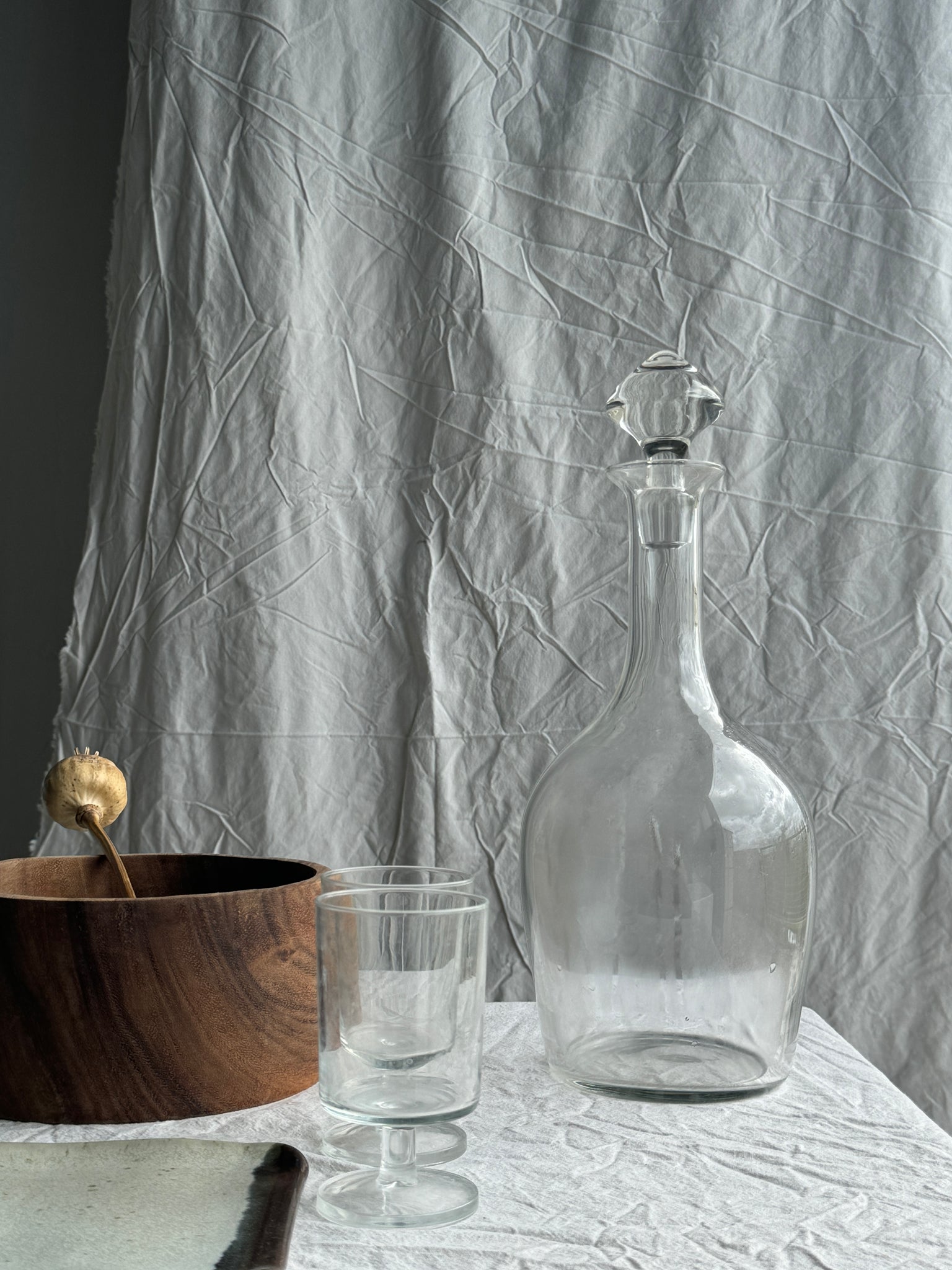 Très grande carafe en verre à décanter avec bouchon toupie H36