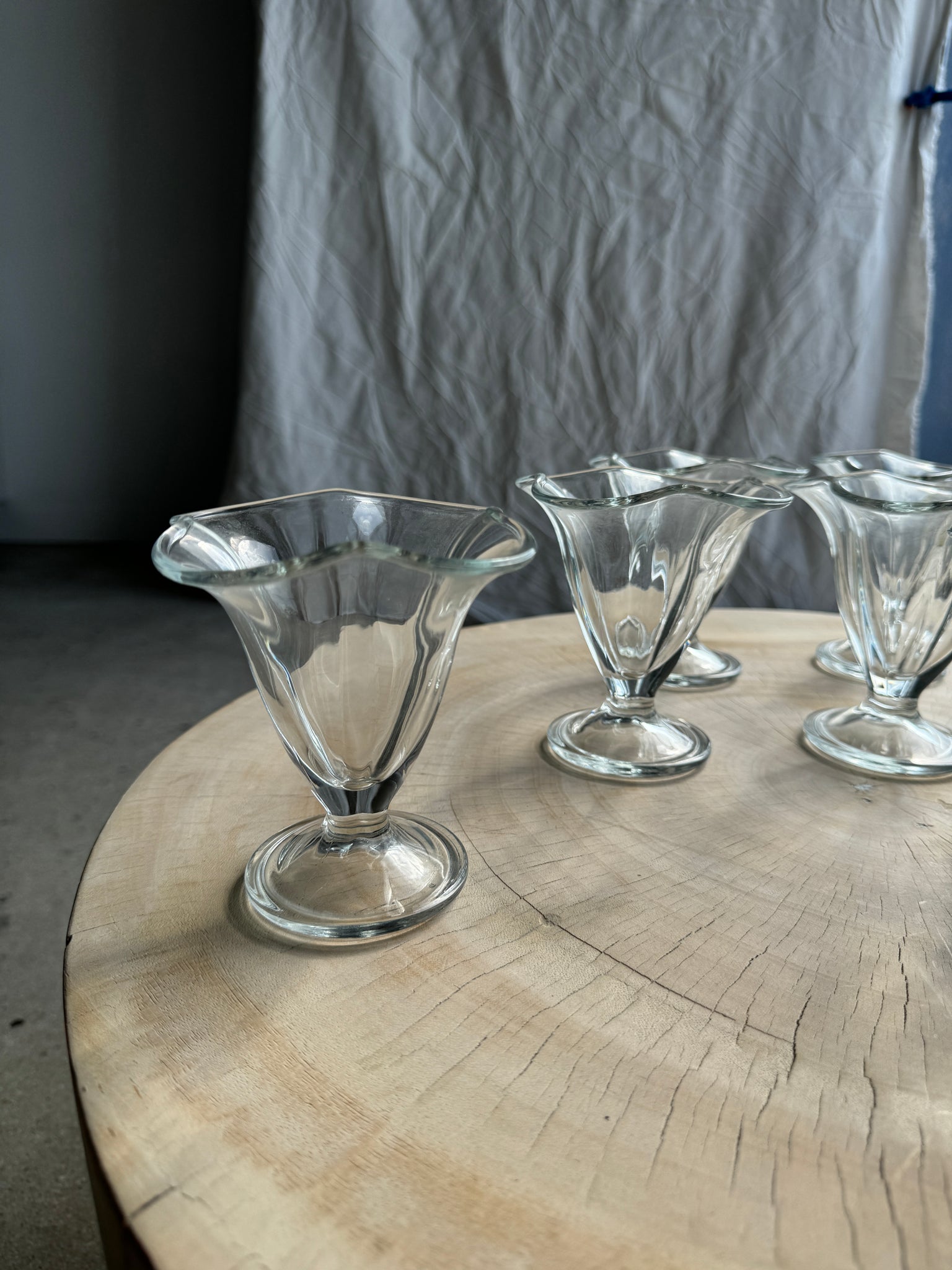 10 coupes à glace en verre évasées vintage