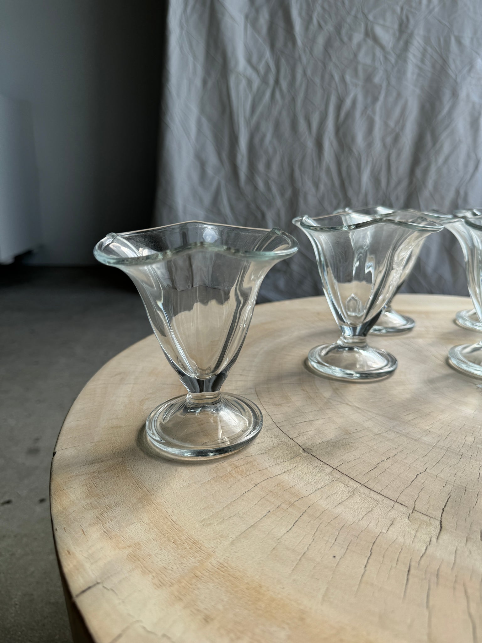 10 coupes à glace en verre évasées vintage