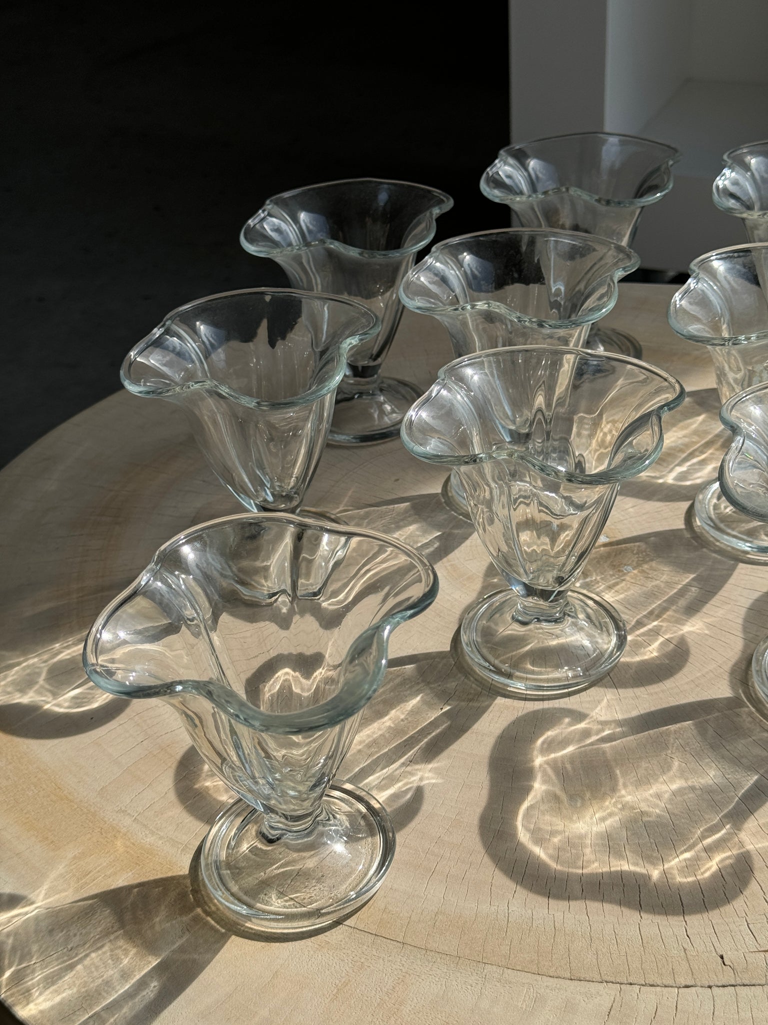 10 coupes à glace en verre évasées vintage