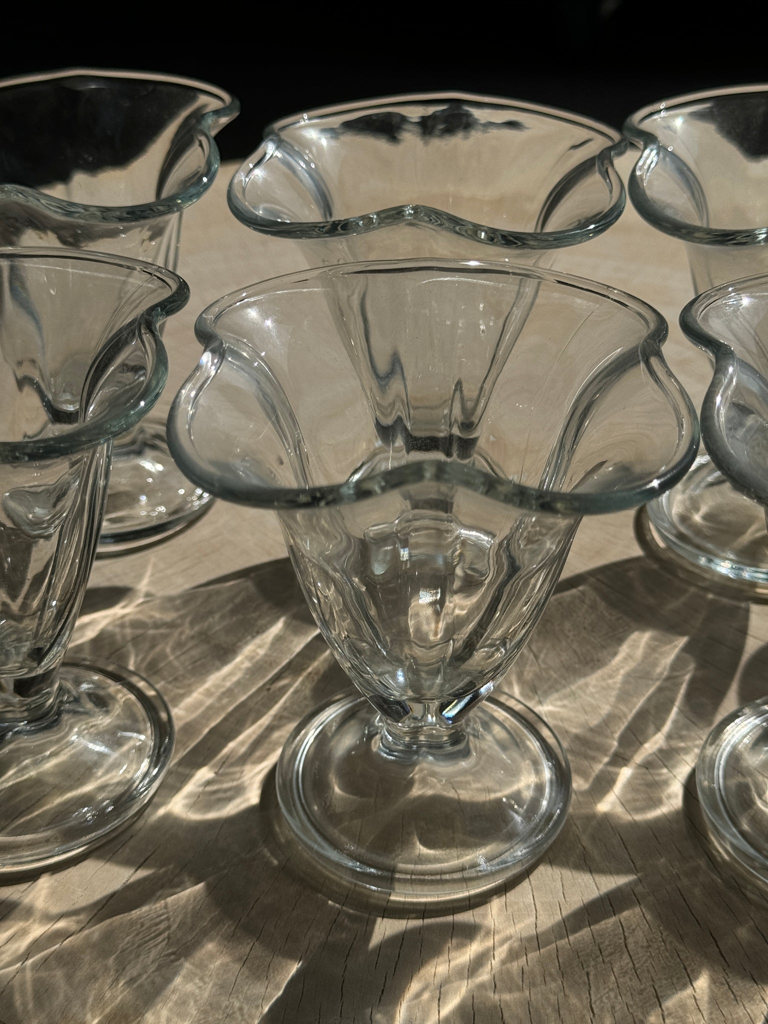 10 coupes à glace en verre évasées vintage