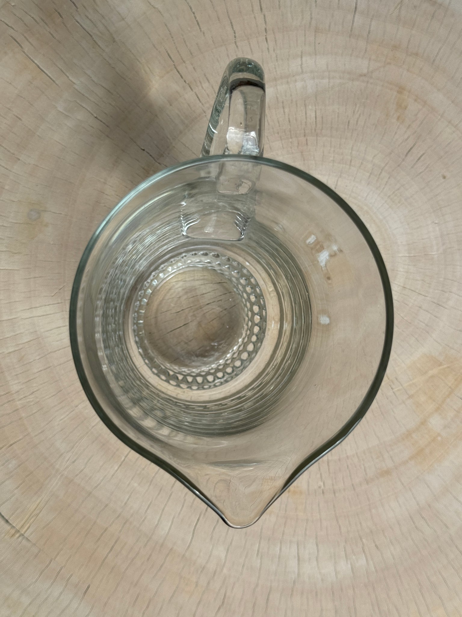 Carafe à anse en verre belle matière pied motifs billes de verre H21