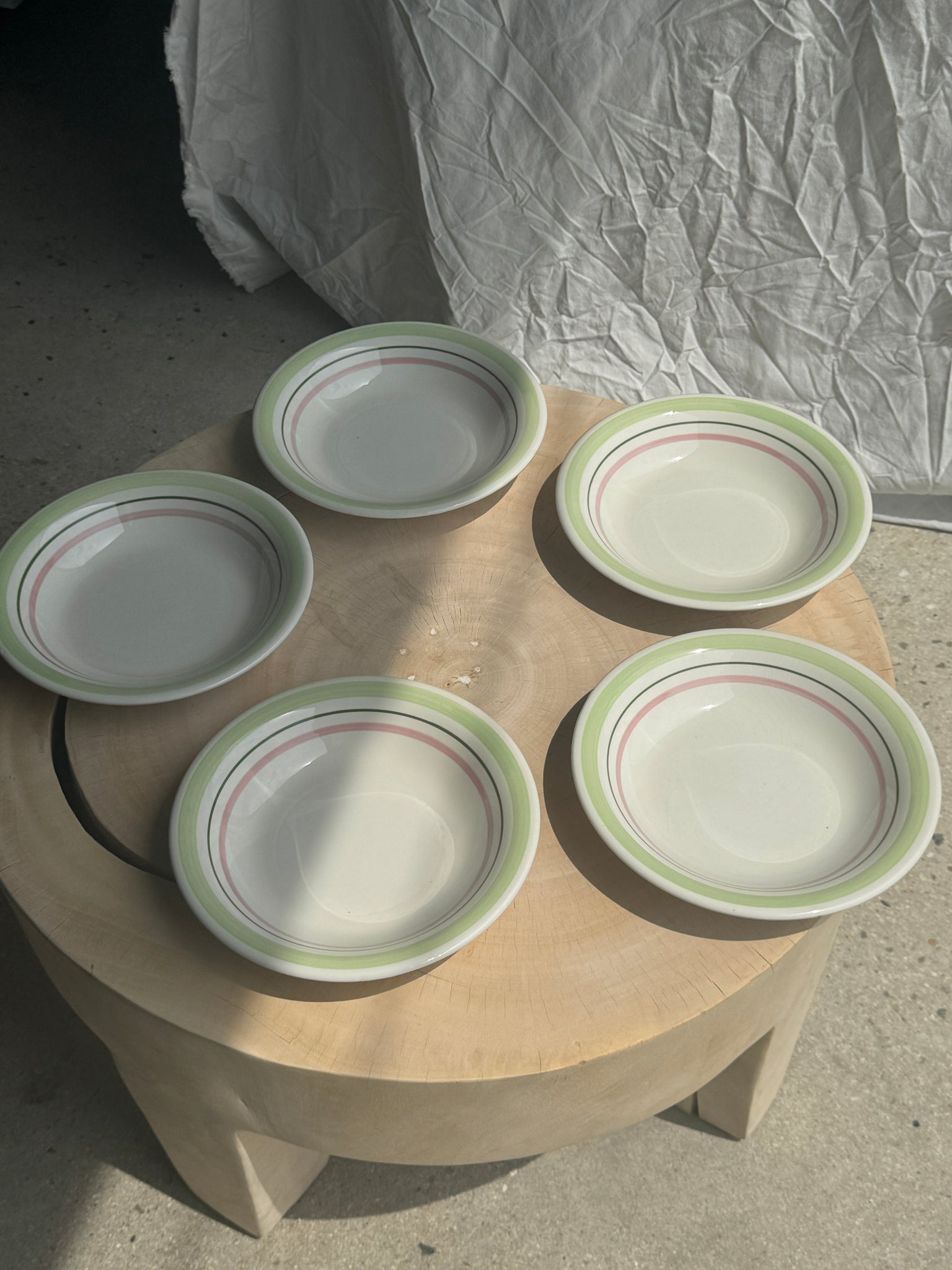 Lot de 12 assiettes italiennes vertes et roses