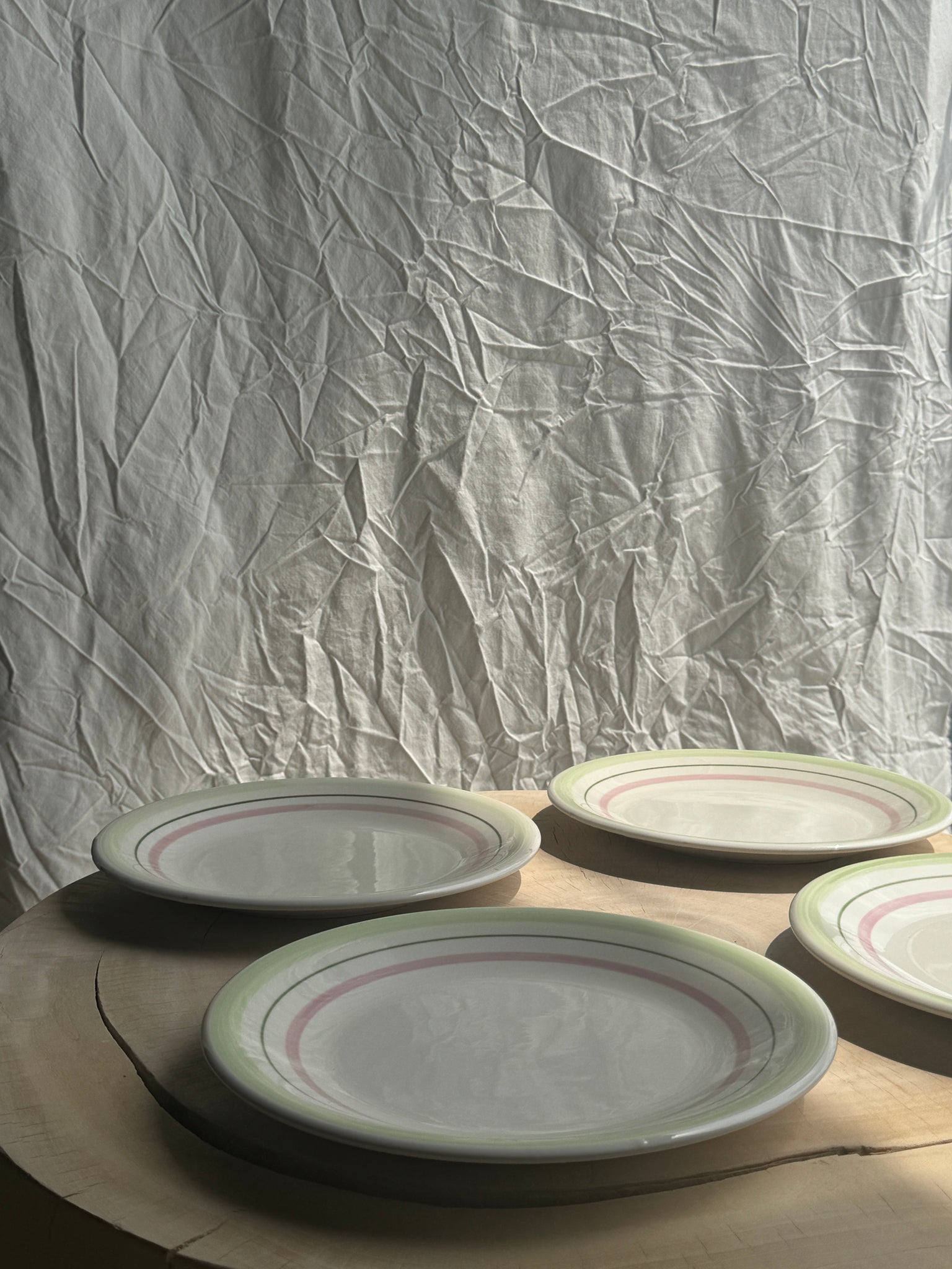 Lot de 12 assiettes italiennes vertes et roses