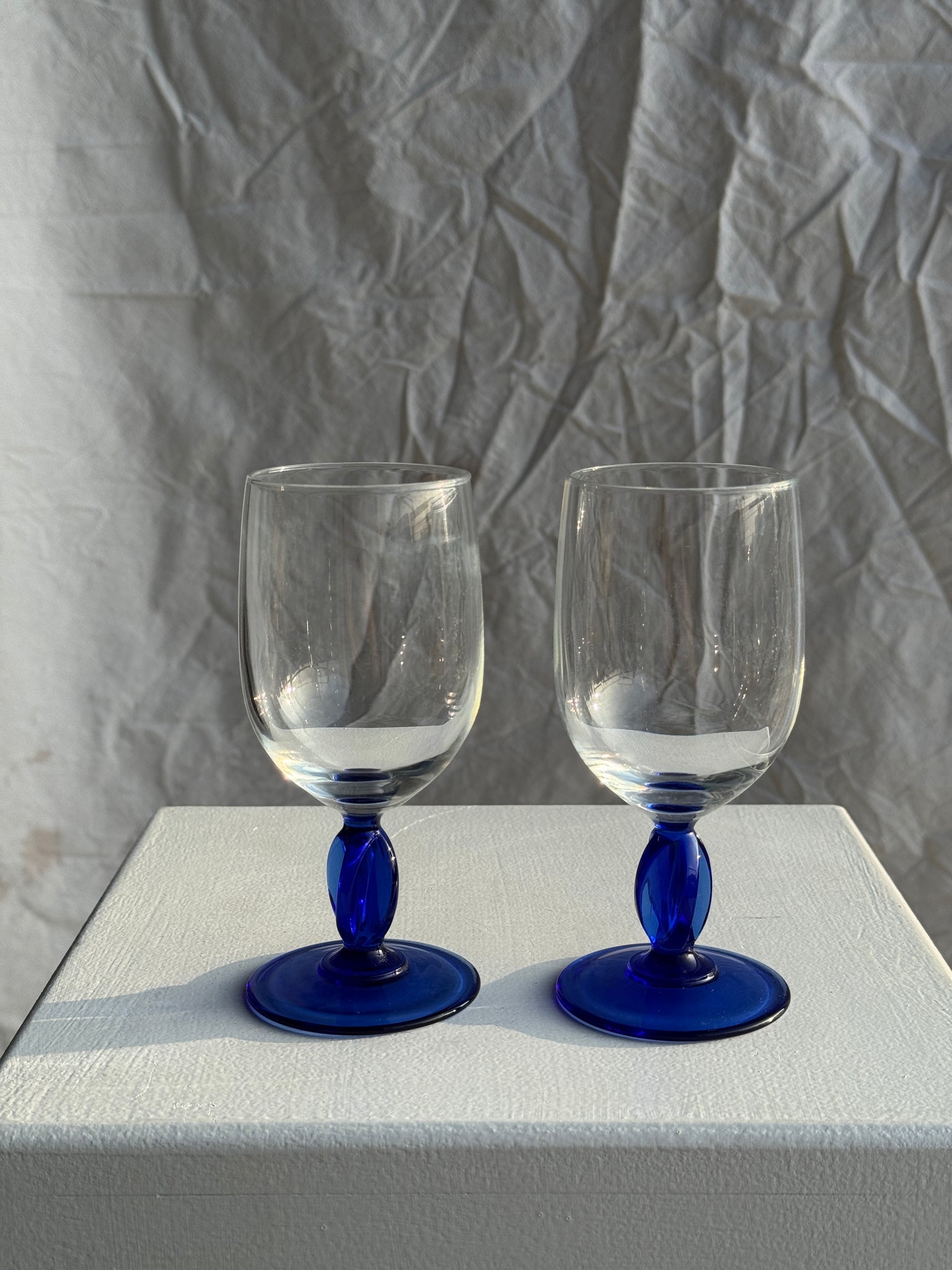 Lot de 2 verres à pied verre bleu