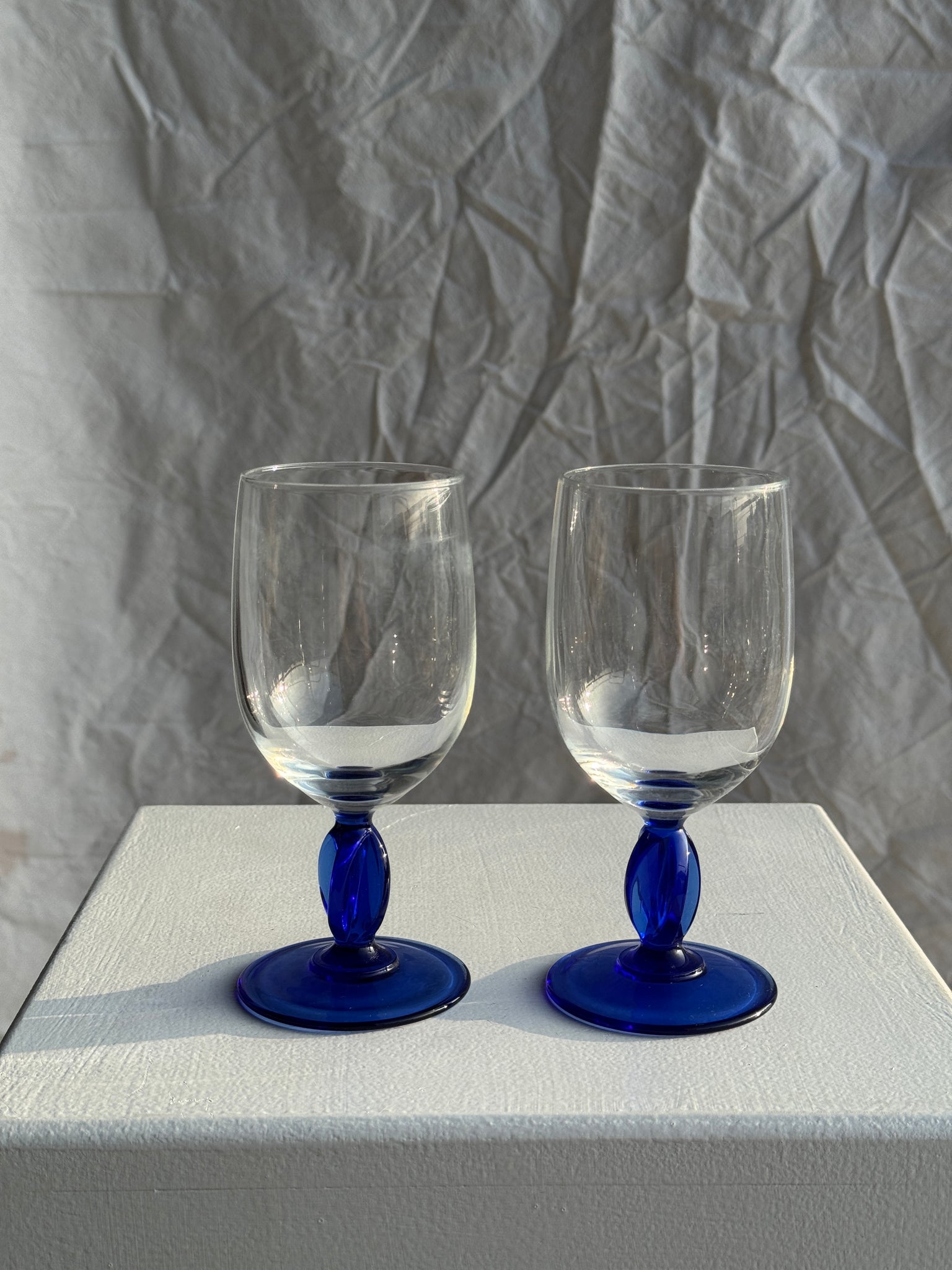 Lot de 2 verres à pied verre bleu