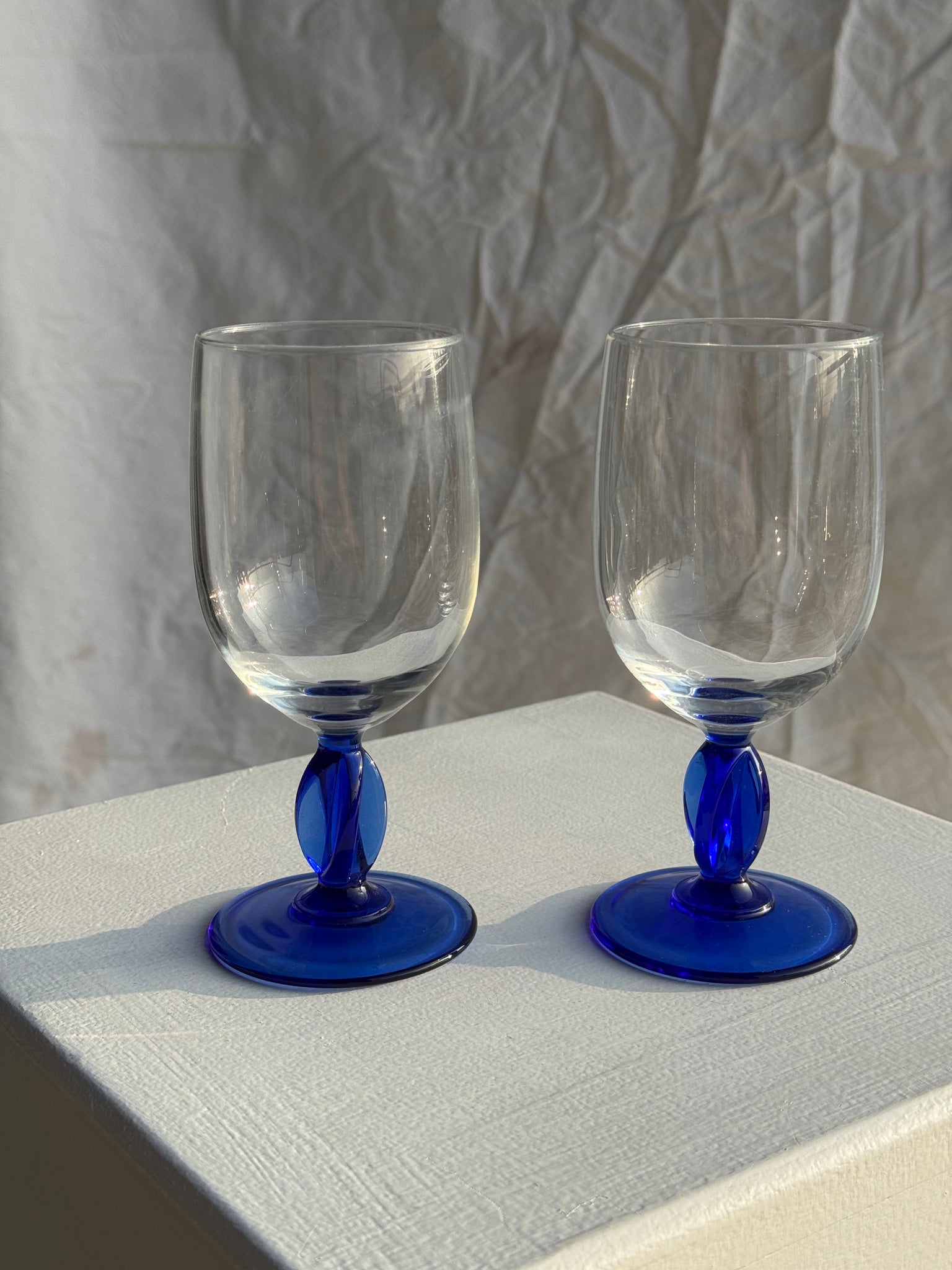 Lot de 2 verres à pied verre bleu