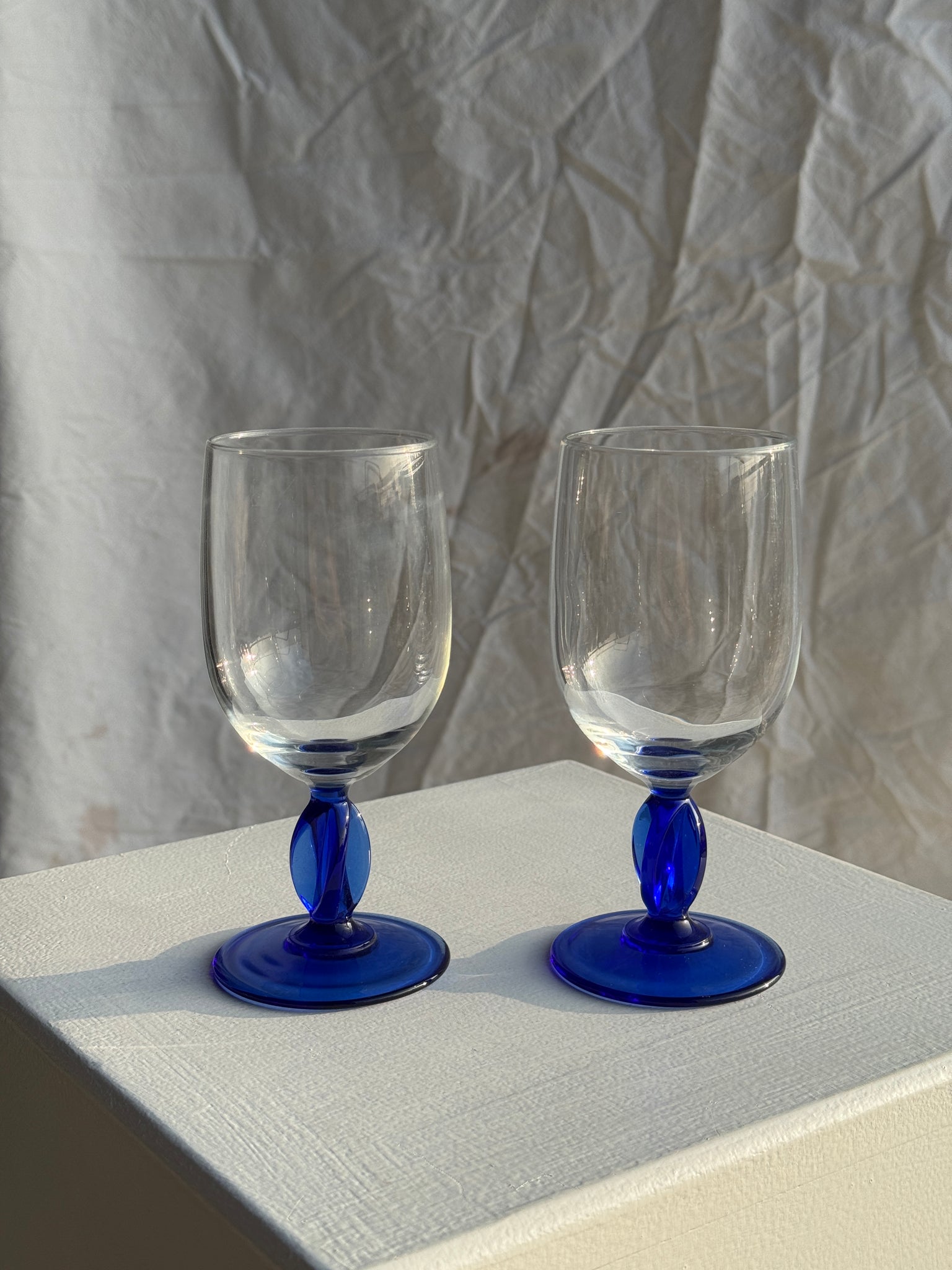 Lot de 2 verres à pied verre bleu