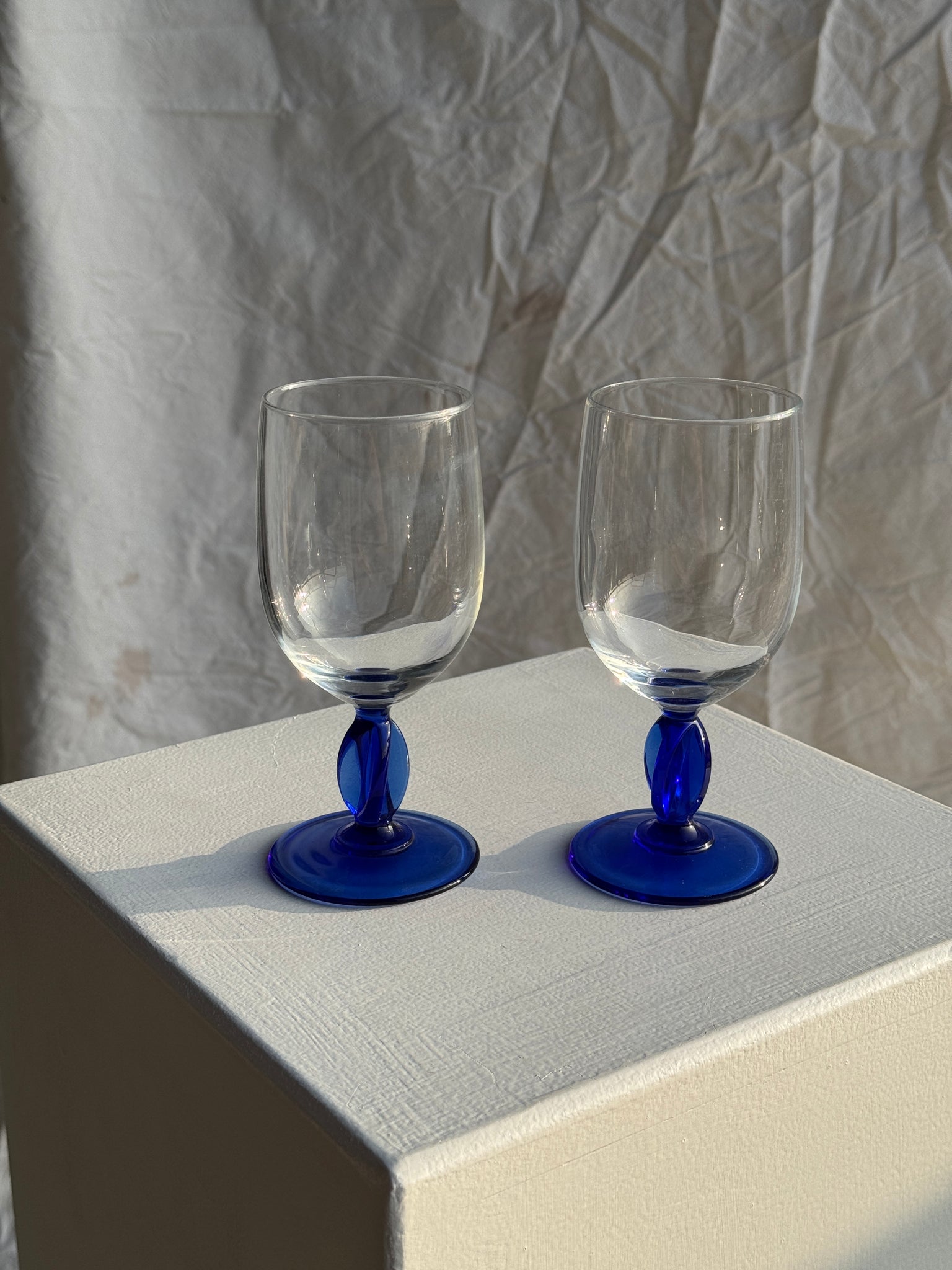 Lot de 2 verres à pied verre bleu