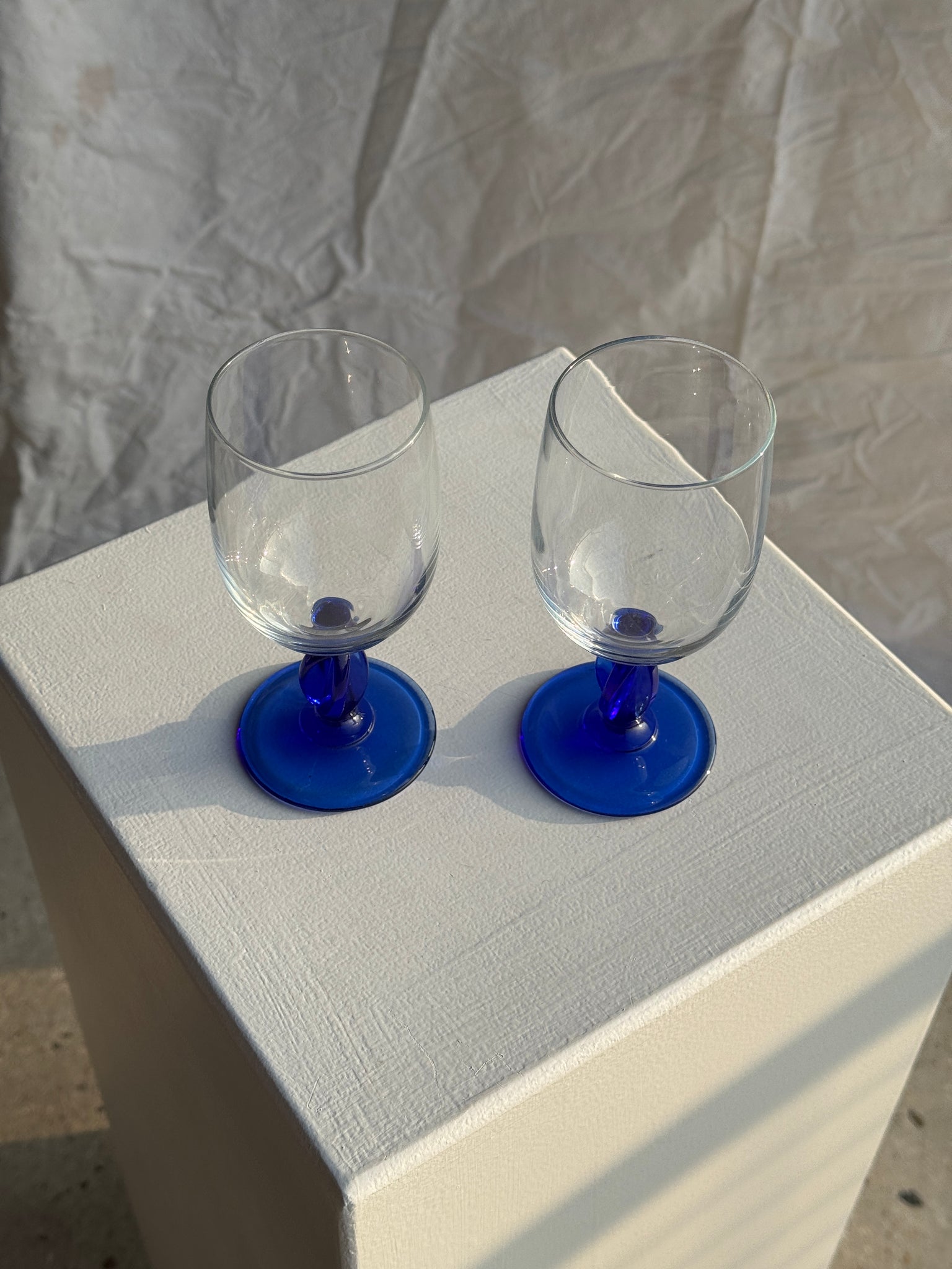 Lot de 2 verres à pied verre bleu