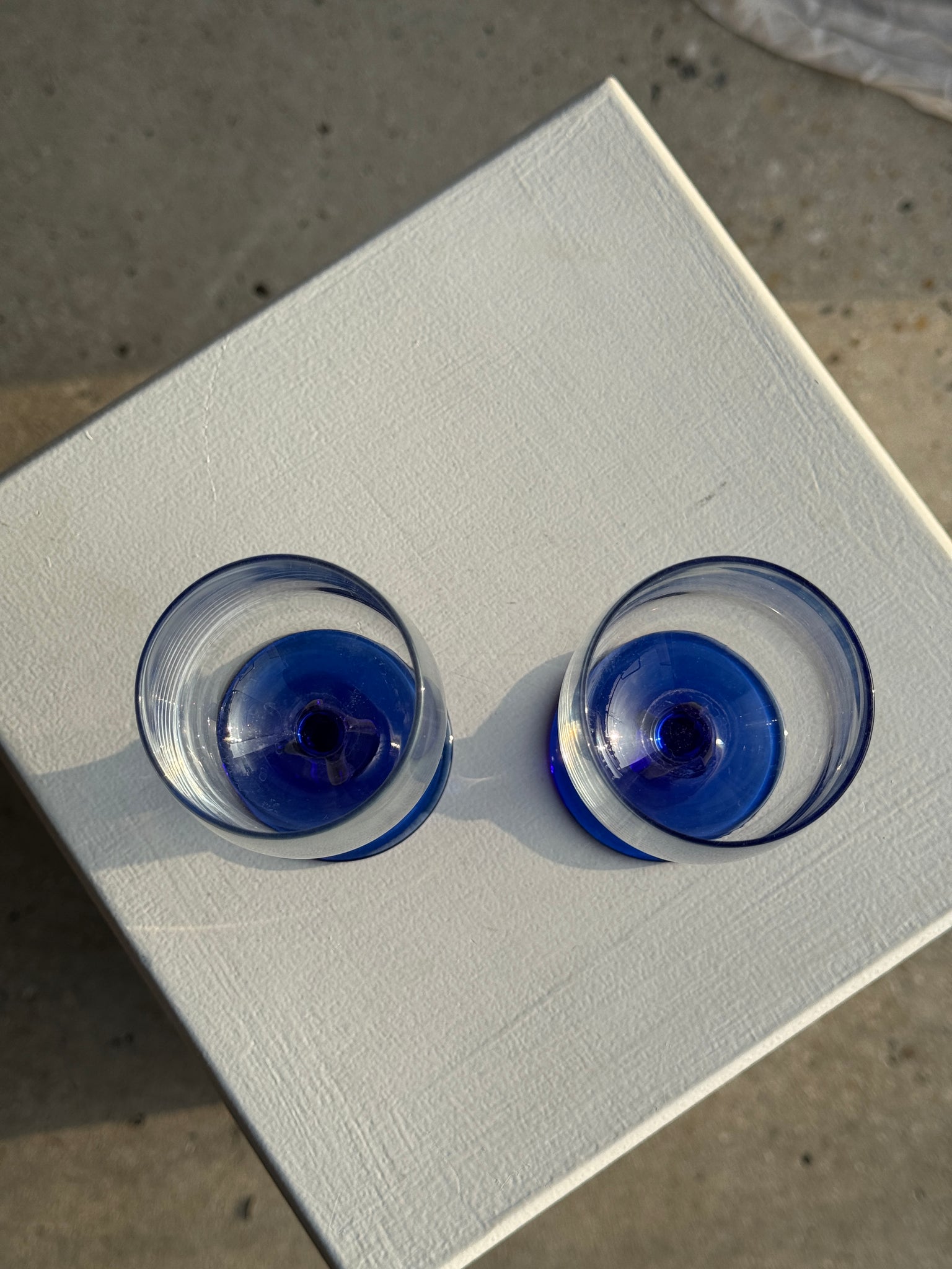 Lot de 2 verres à pied verre bleu