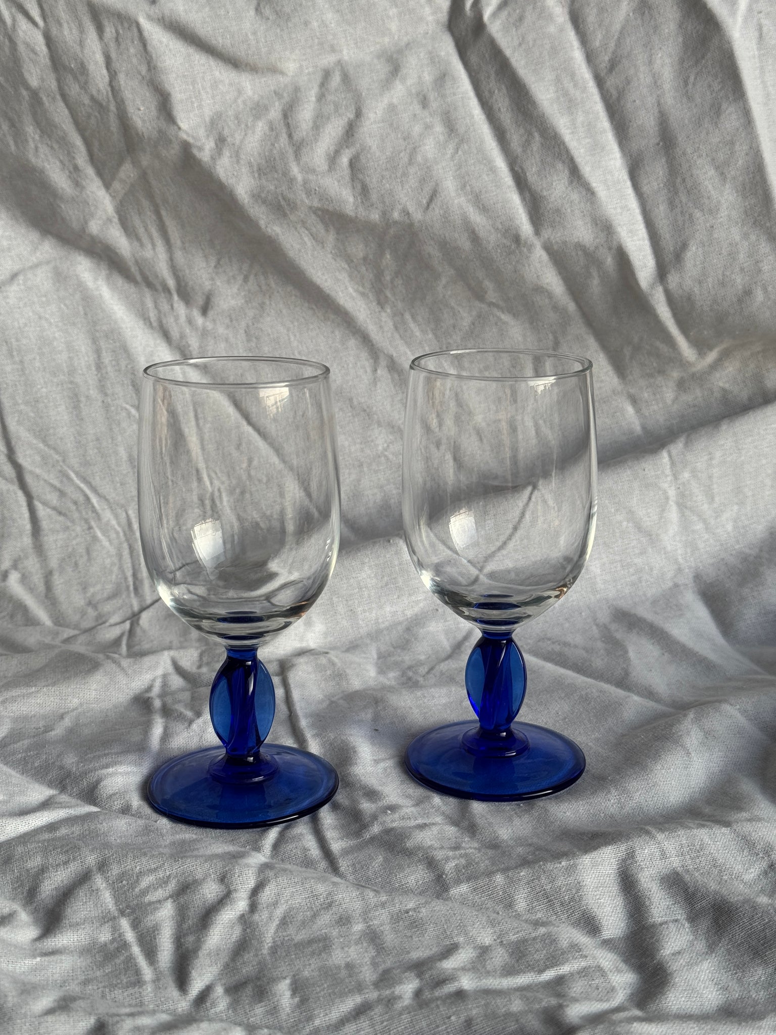 Lot de 2 verres à pied verre bleu