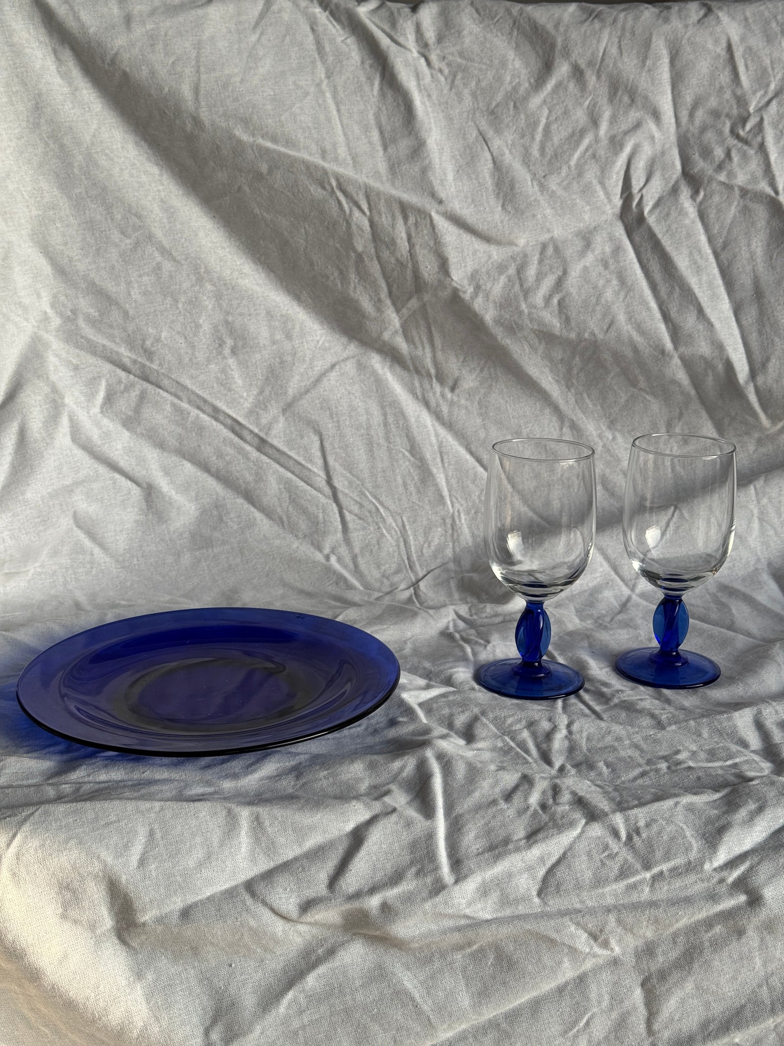 Lot de 2 verres à pied verre bleu