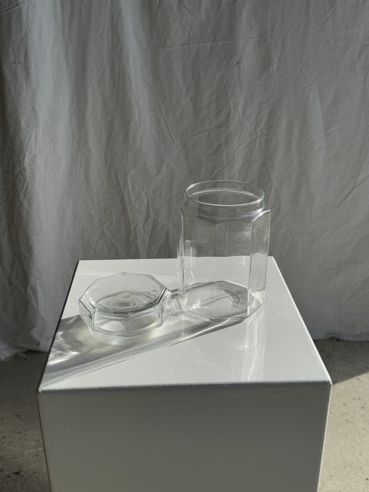 Pot vintage à bouchon octogonal en verre Octime Luminarc