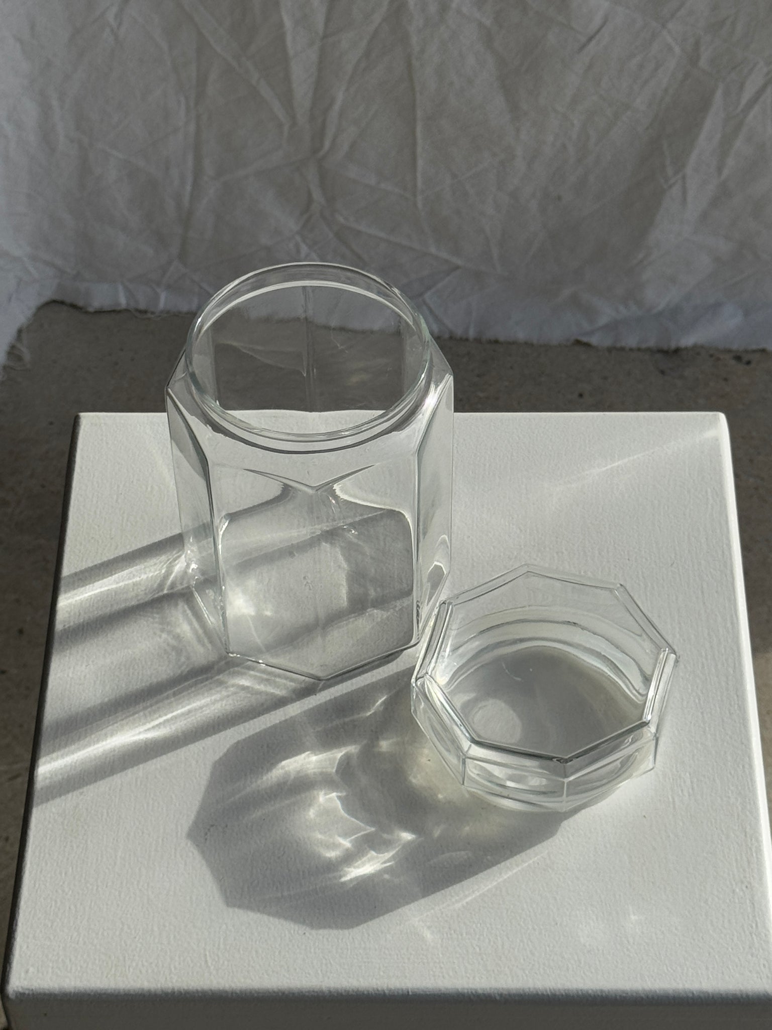 Pot vintage à bouchon octogonal en verre Octime Luminarc