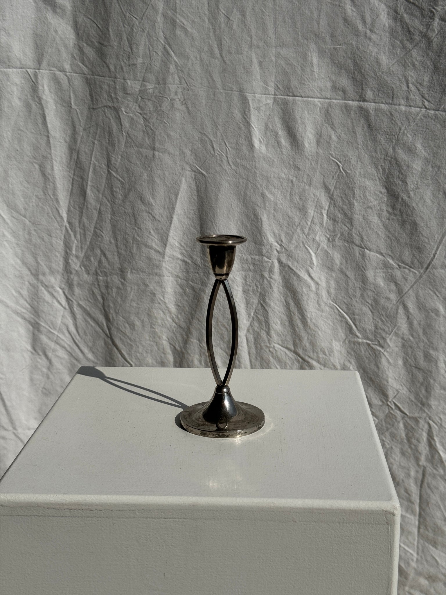 Petit bougeoir argenté moderne vintage Made in England, Silver plate of England. IANTE. H16