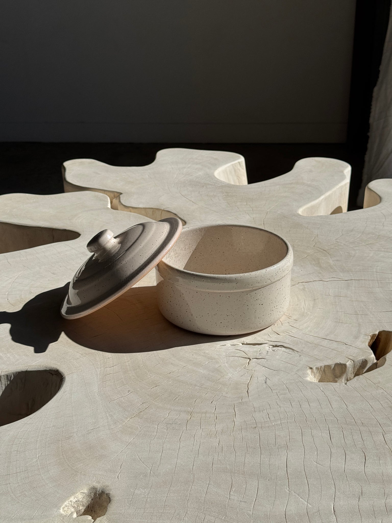 Cocotte blanche mouchetée Digoin France D19