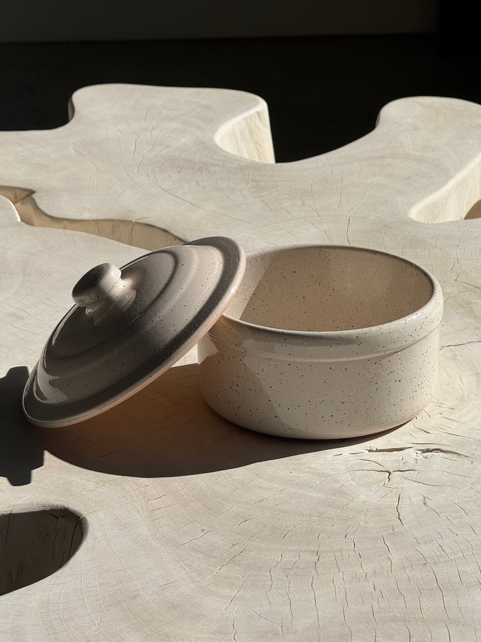 Cocotte blanche mouchetée Digoin France D19