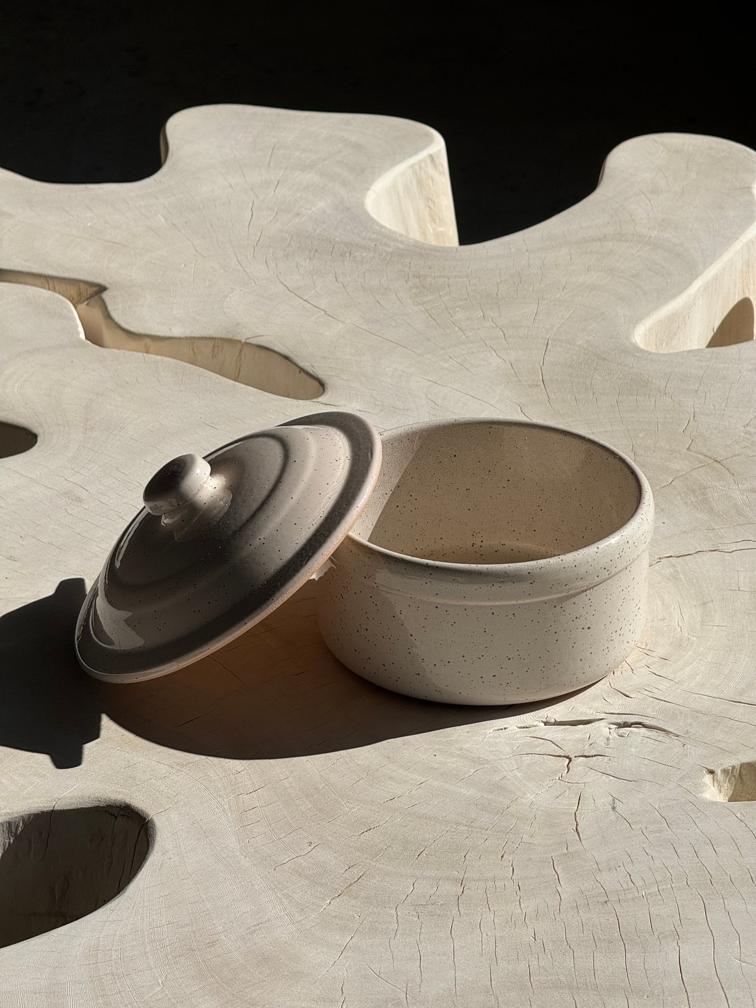 Cocotte blanche mouchetée Digoin France D19
