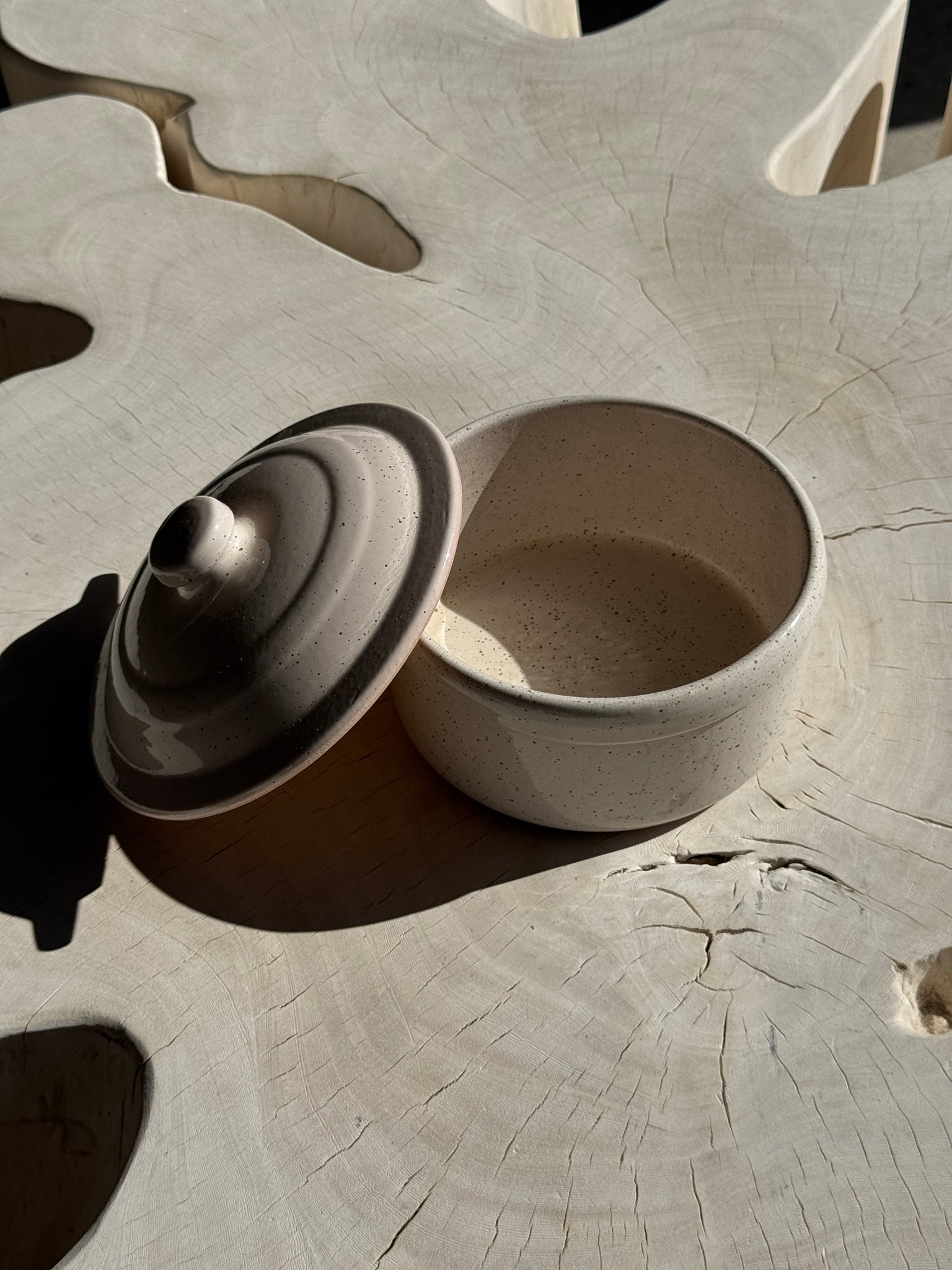 Cocotte blanche mouchetée Digoin France D19