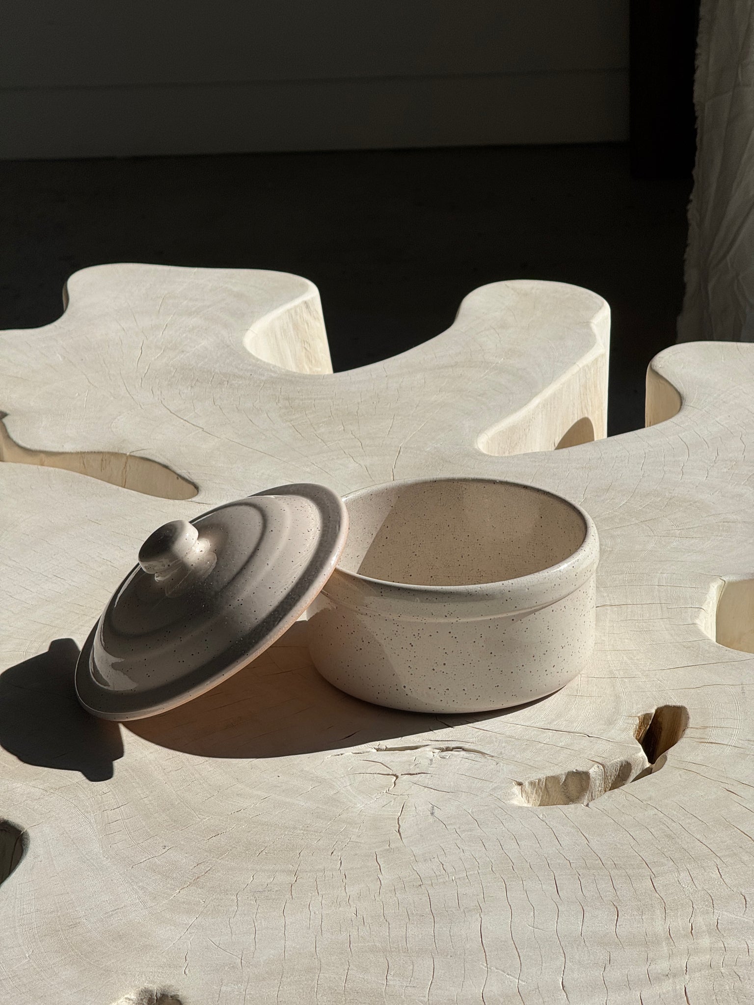 Cocotte blanche mouchetée Digoin France D19
