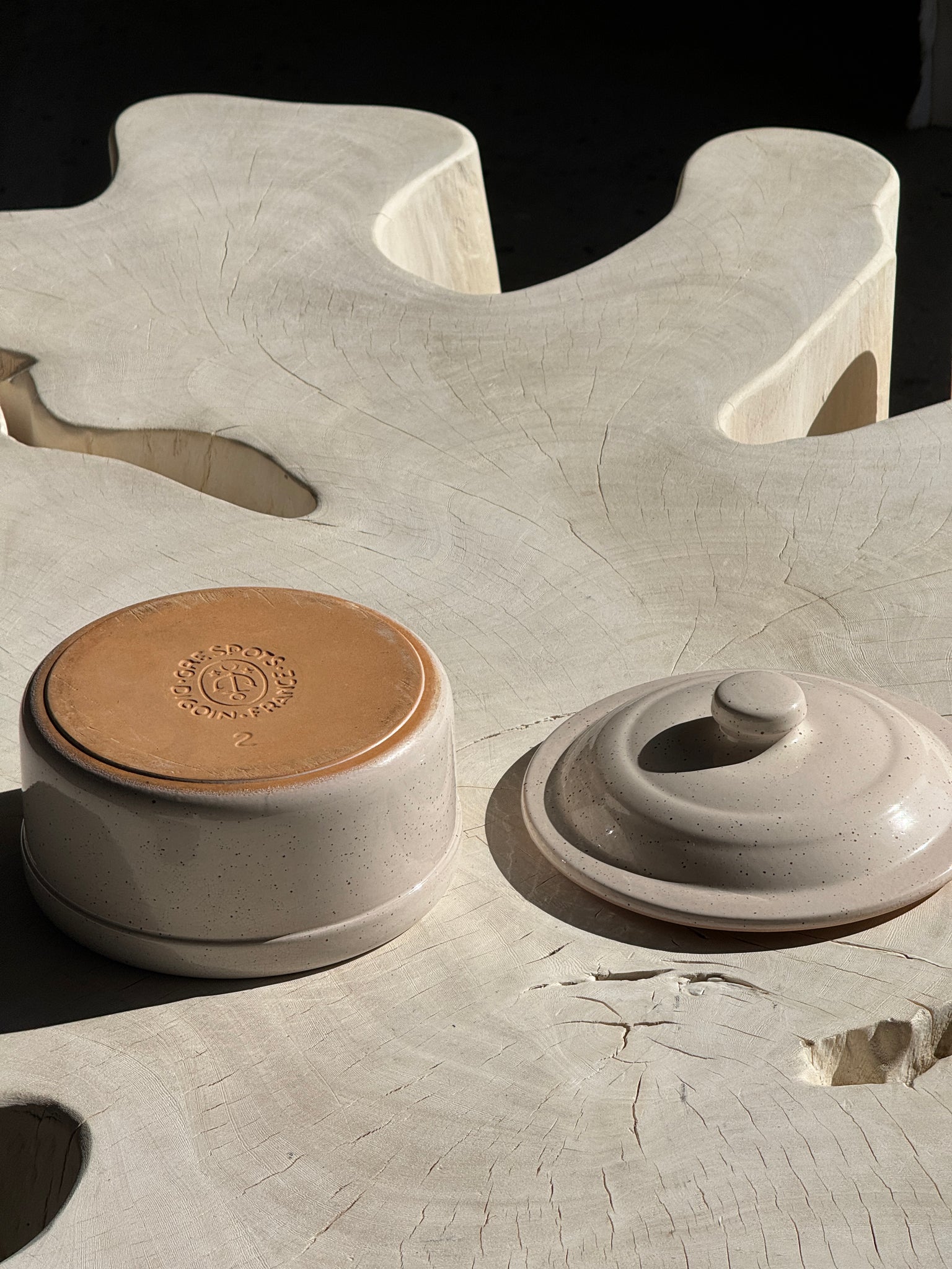 Cocotte blanche mouchetée Digoin France D19