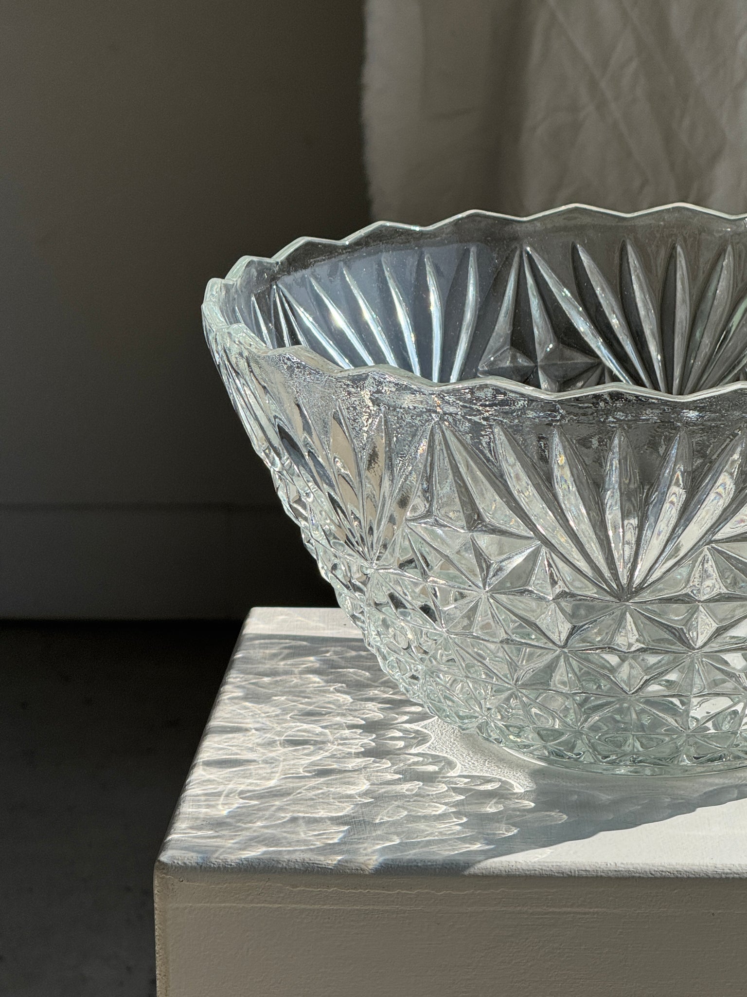 Grand saladier en verre pointes de diamant D30