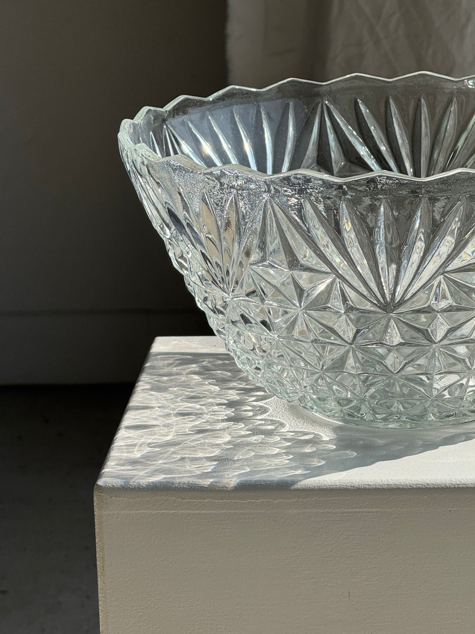 Grand saladier en verre pointes de diamant D30