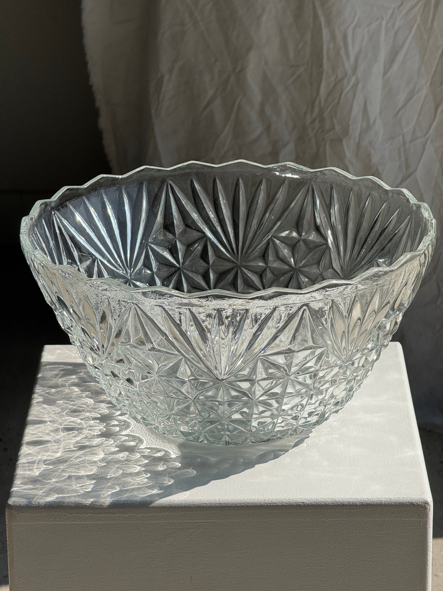 Grand saladier en verre pointes de diamant D30