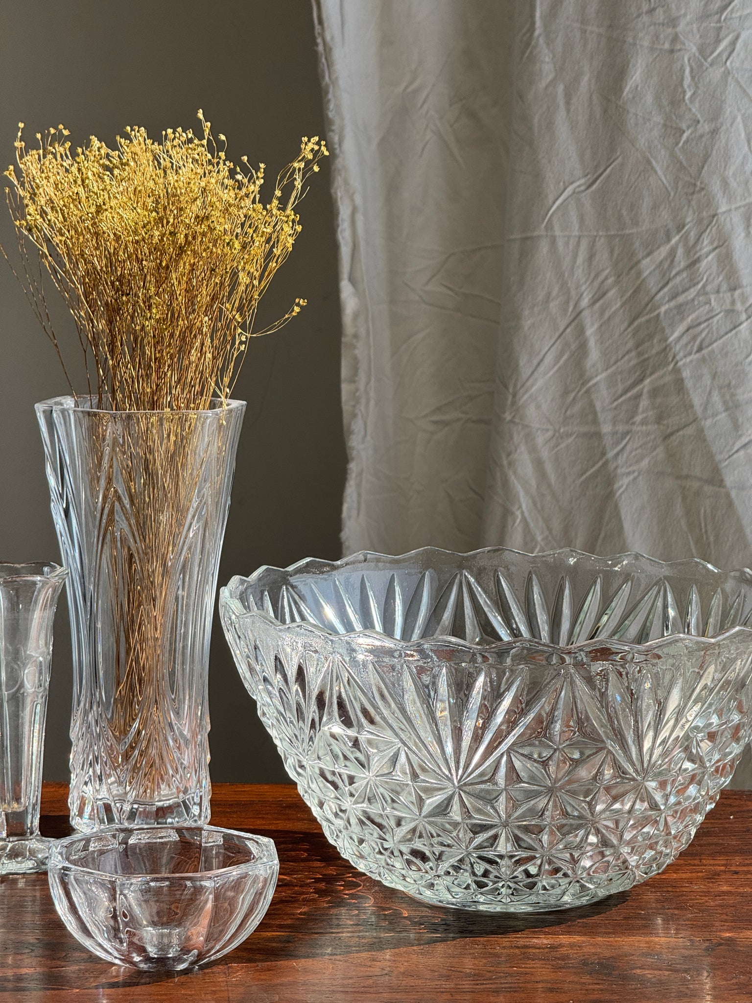 Grand saladier en verre pointes de diamant D30