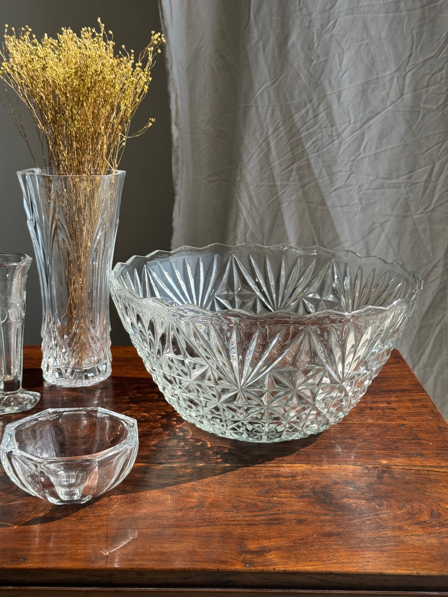 Grand saladier en verre pointes de diamant D30