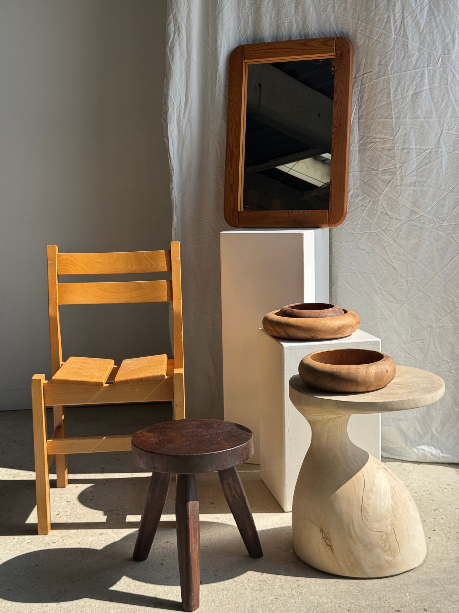 Miroir en pin bords arrondis 66x45