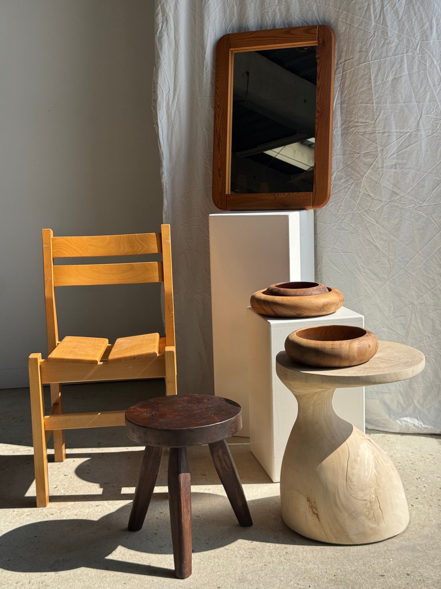 Miroir en pin bords arrondis 66x45