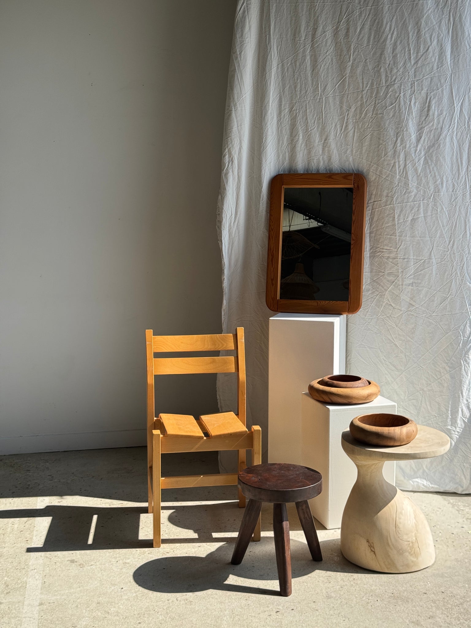 Miroir en pin bords arrondis 66x45