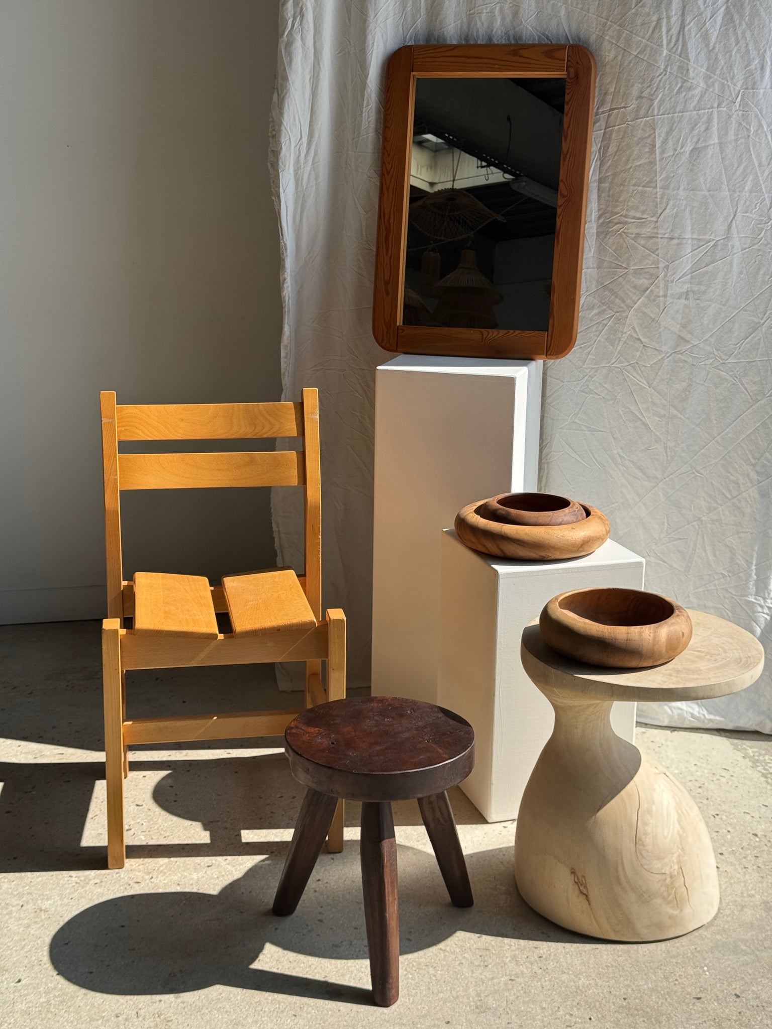 Miroir en pin bords arrondis 66x45